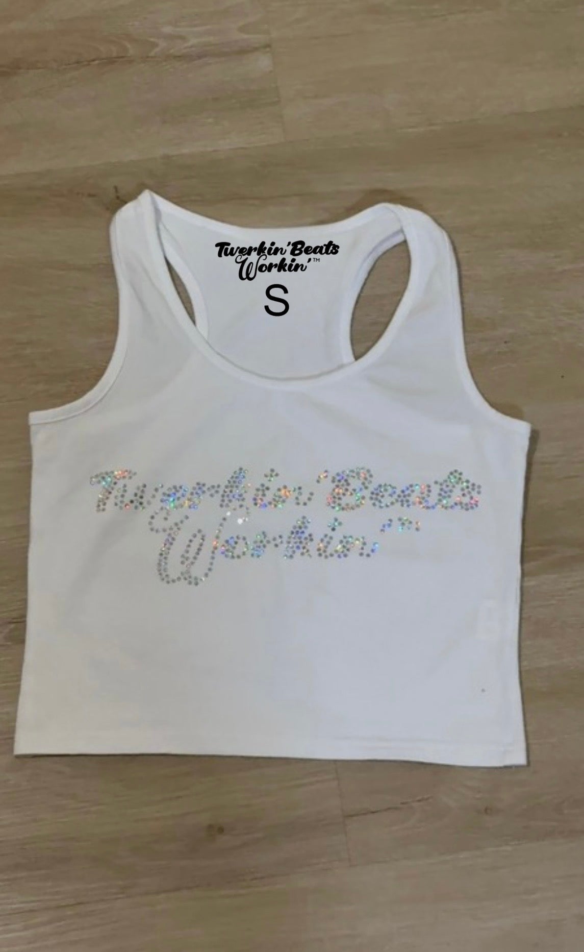 Glitter TBW on front of tank/ orange & green TBW on back of tank