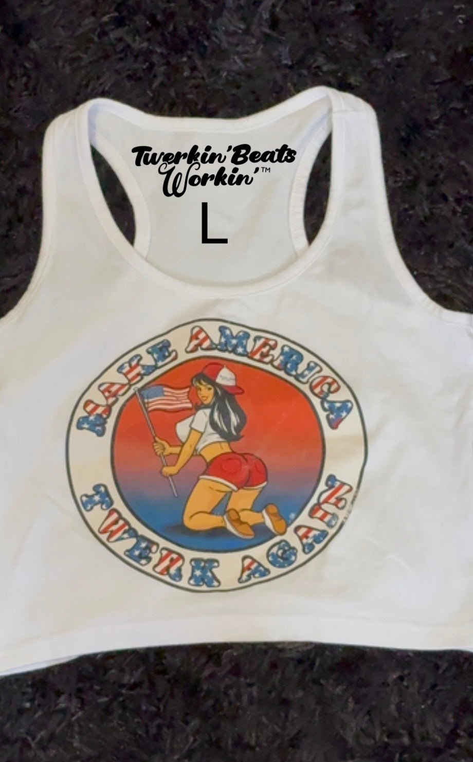 Make America twerk again twerkin’ beats workin’ design tank on front 🇺🇸
