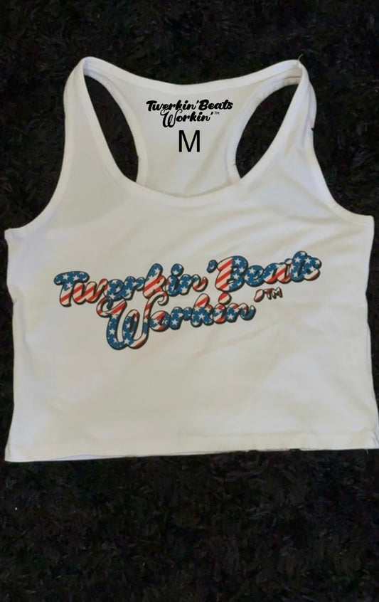 Make America twerk again twerkin’ beats workin’designed logo on back of tank