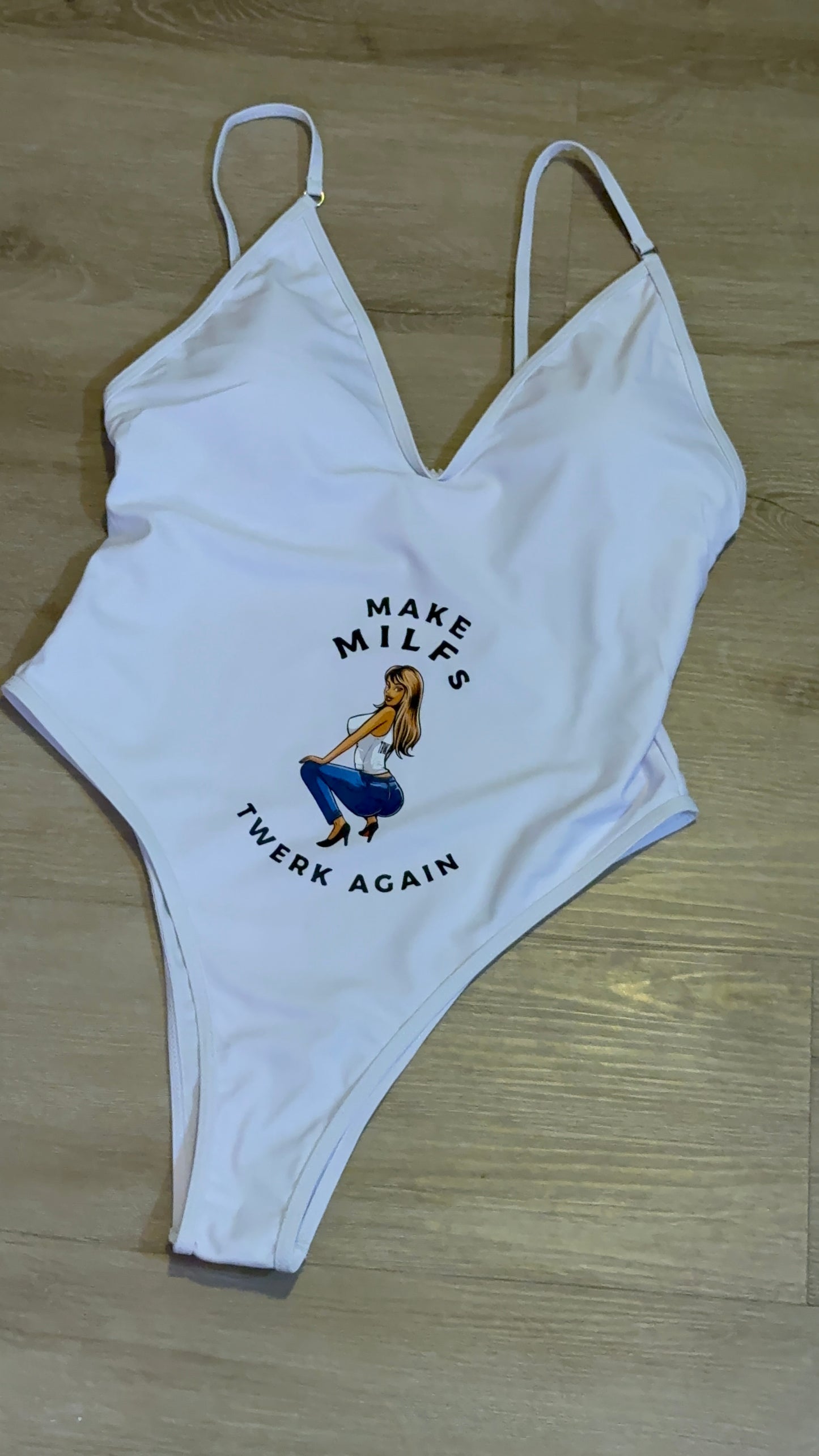 White Make Milfs Twerk Again design one piece