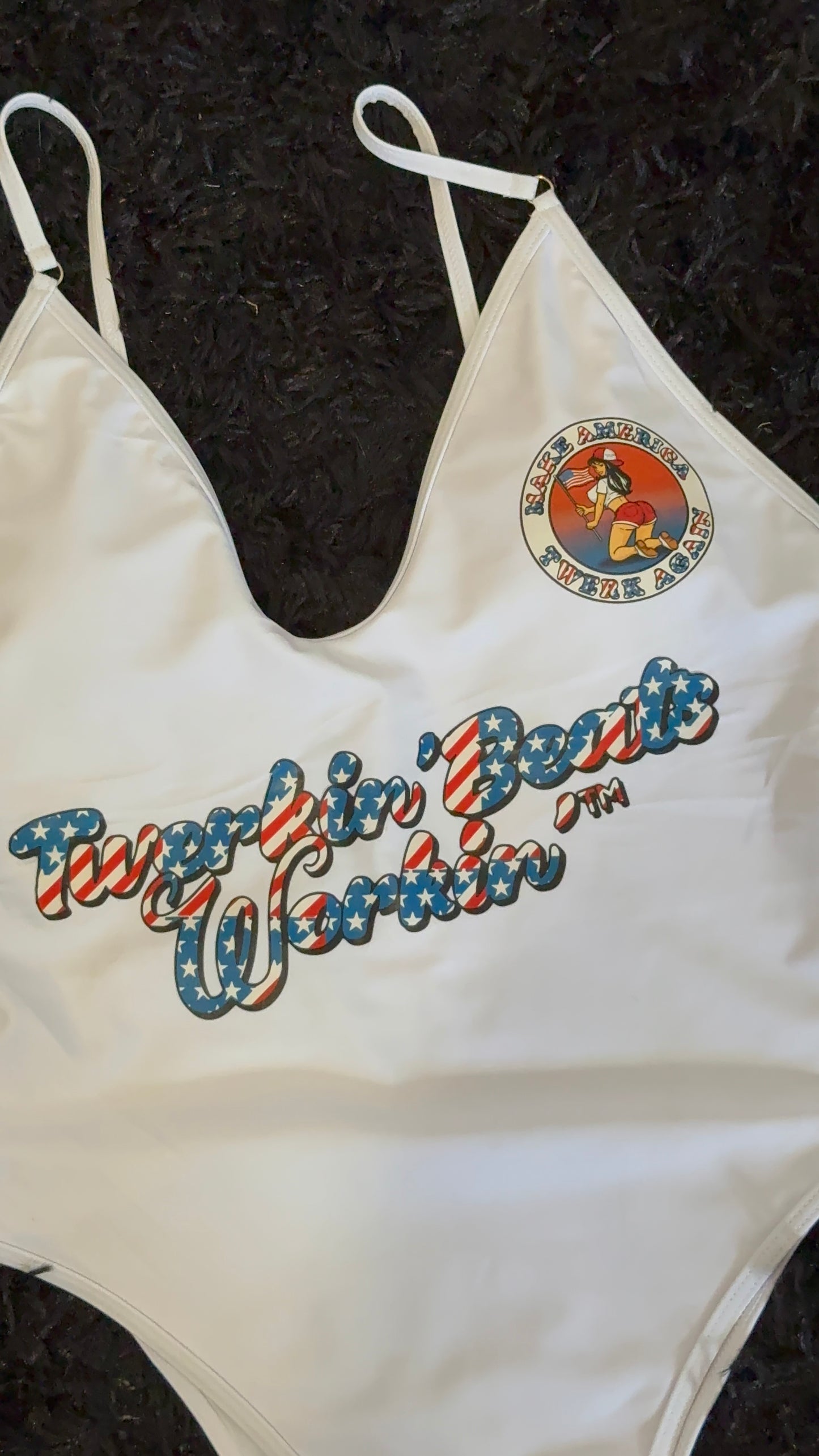 Make America Twerk Again front left boob design one piece