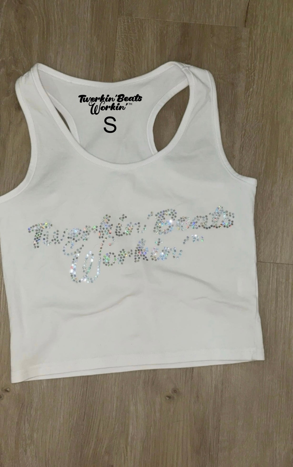 Glitter TBW on front of tank/ pink and purple TBW design on back of tank