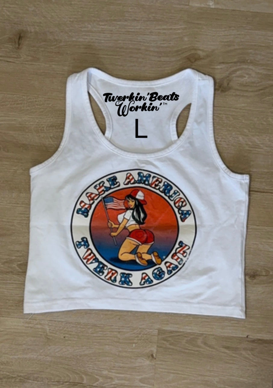 Make America twerk again twerkin’ beats workin’ design tank on front 🇺🇸