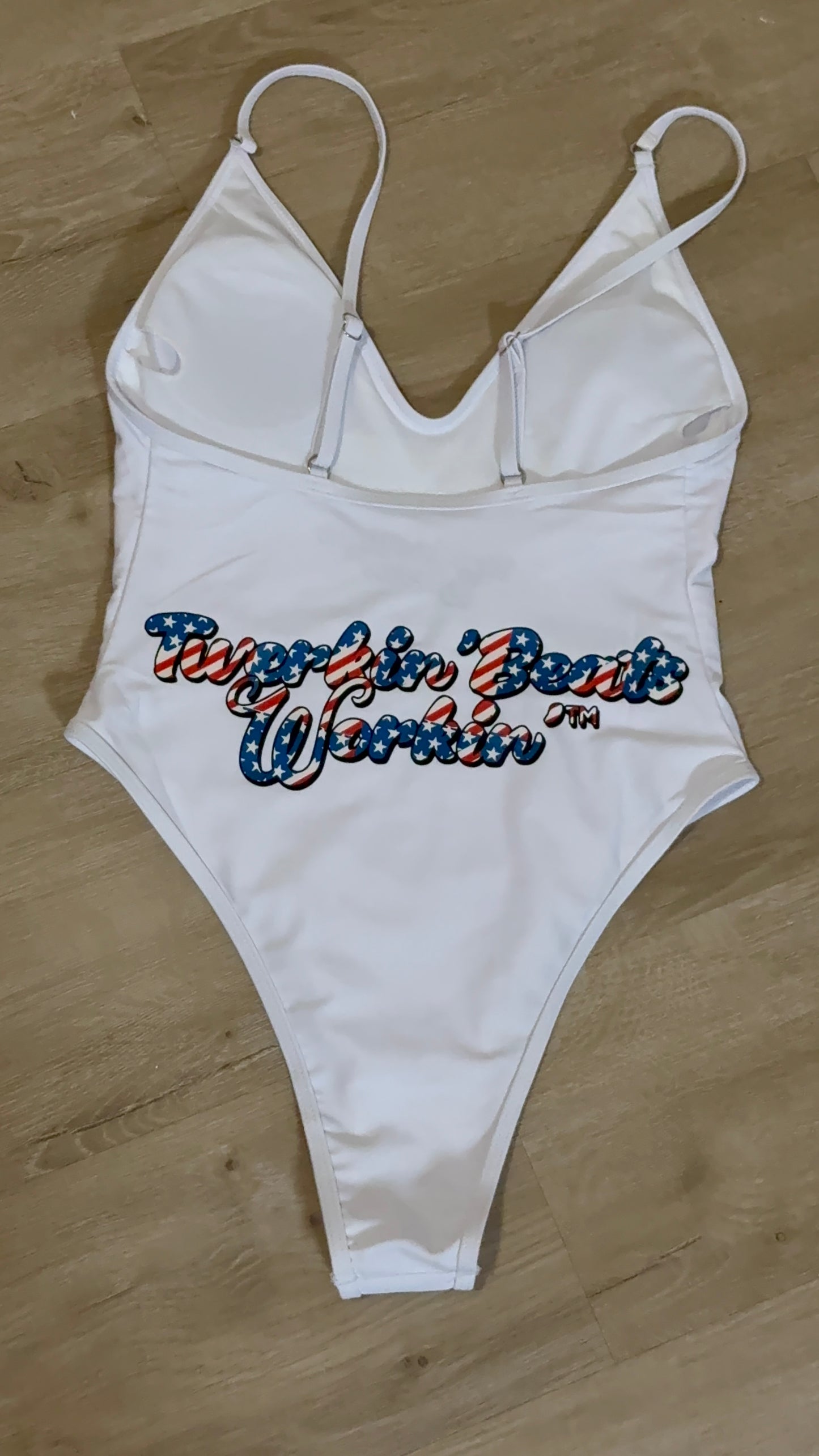 Make America Twerk Again on front of one piece