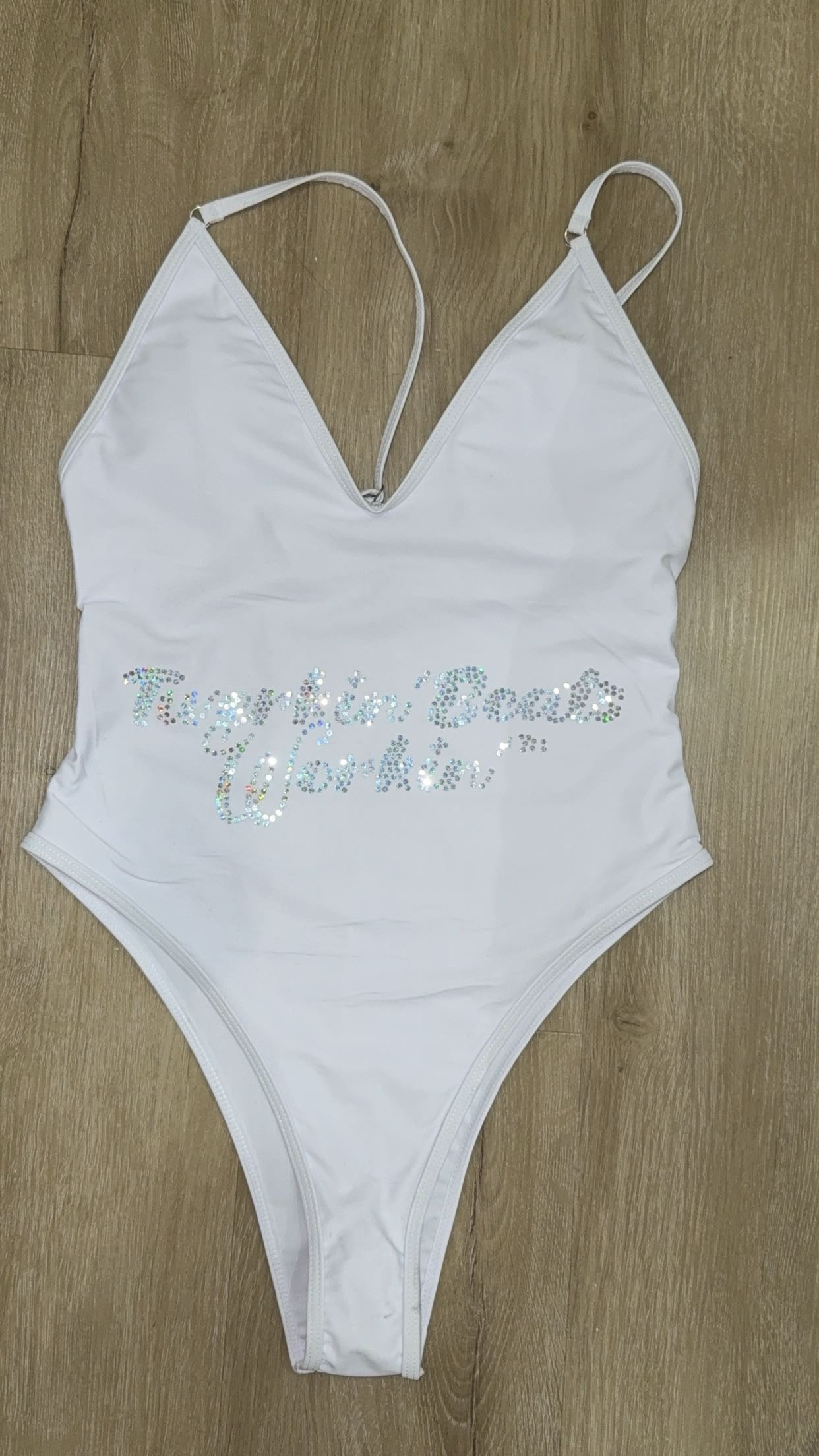 Purple and green booty designed Twerkin’ Beats Workin’ one piece