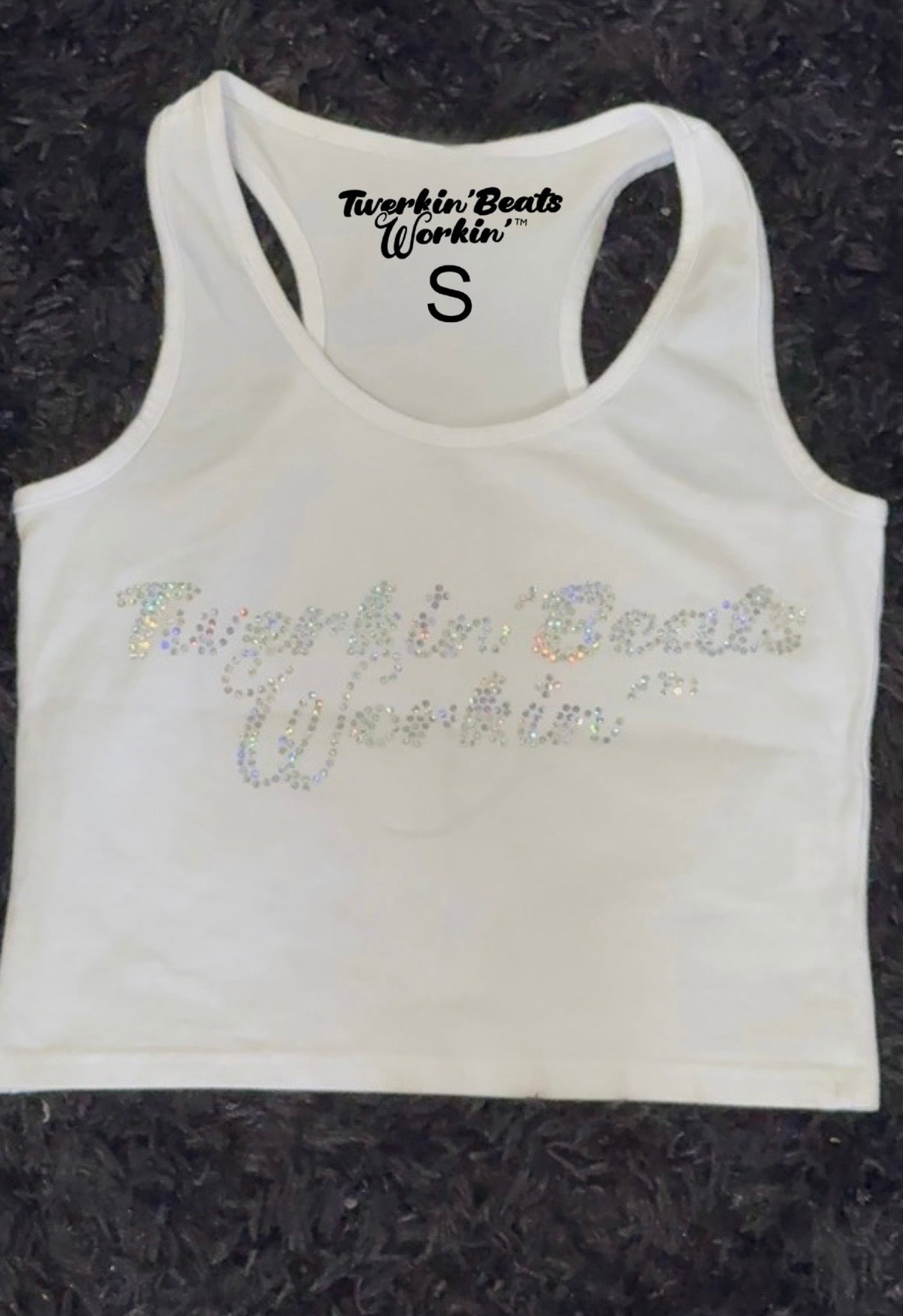 Glitter TBW on front of tank/ Orange,blue and green TBW design on back of tank