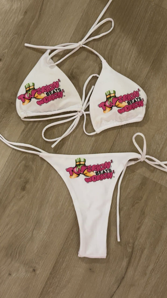 Pink and green TBW booty designed thong string bikini