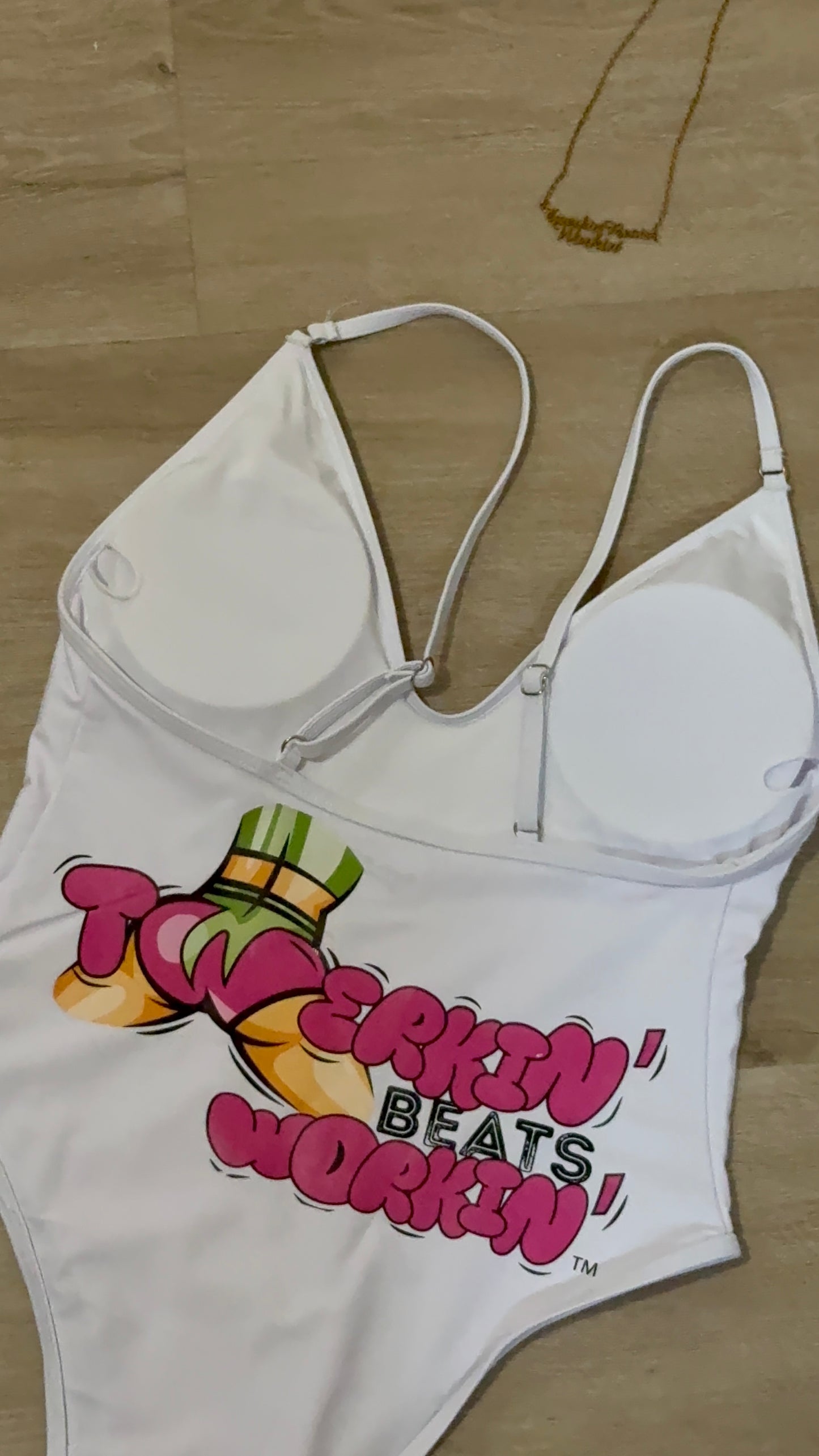 Pink and green TBW designed one piece