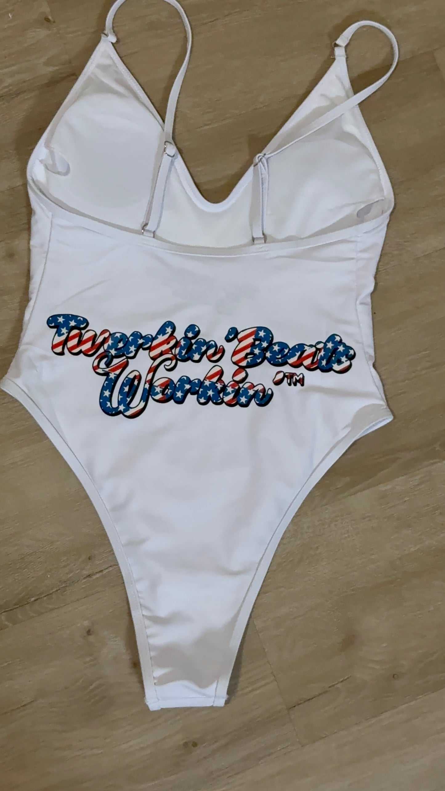 Make America Twerk Again on front of one piece