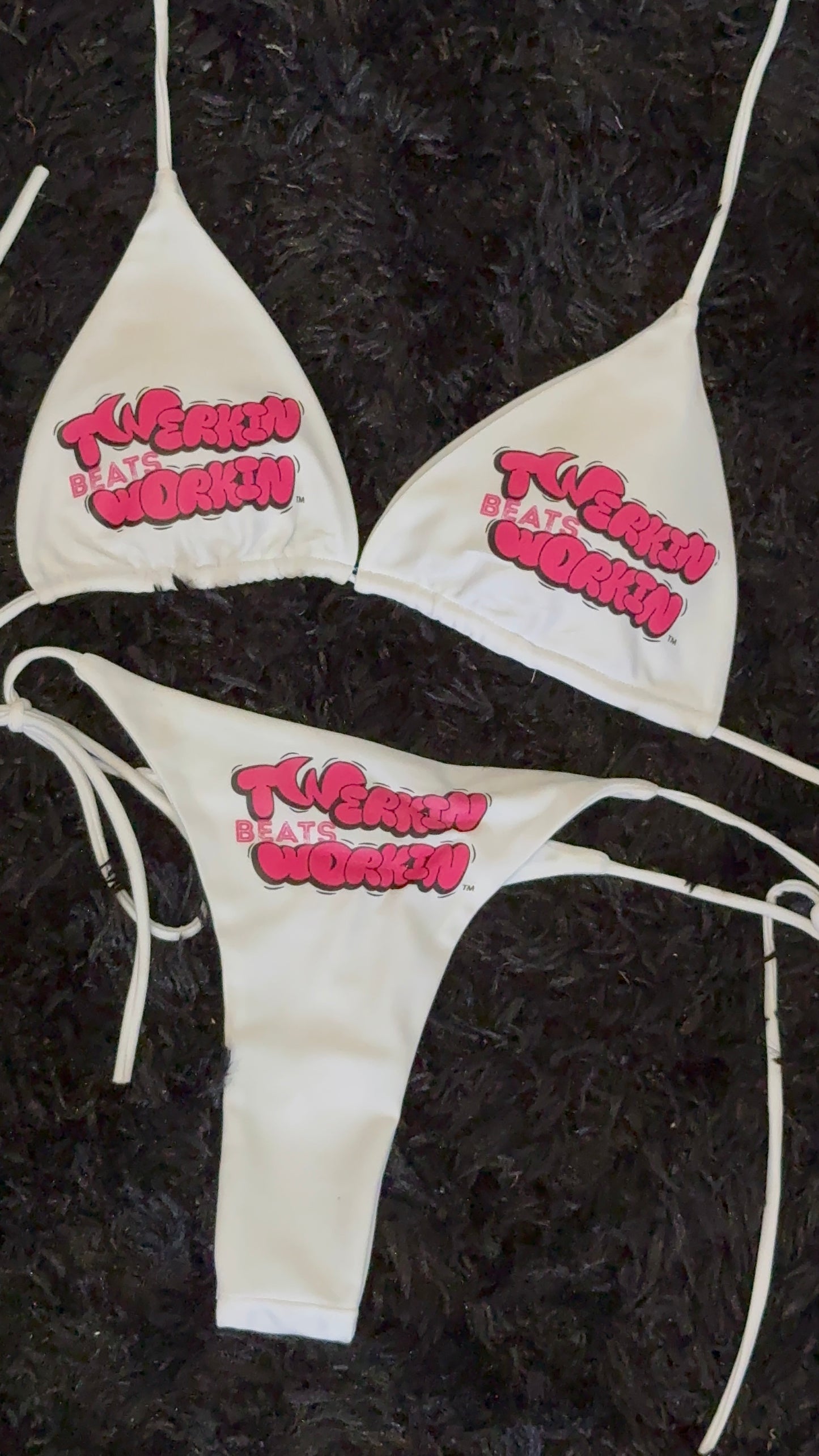 Hot pink & black TBW booty designed thong string Bikini