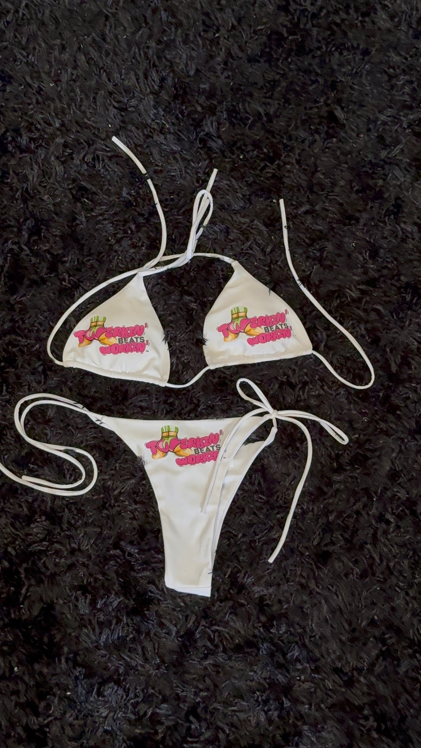 Pink and green TBW booty designed thong string bikini