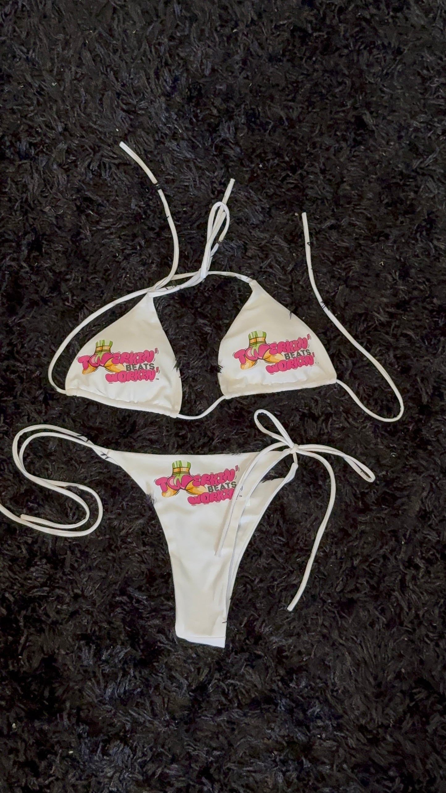 Pink and green TBW booty designed thong string bikini