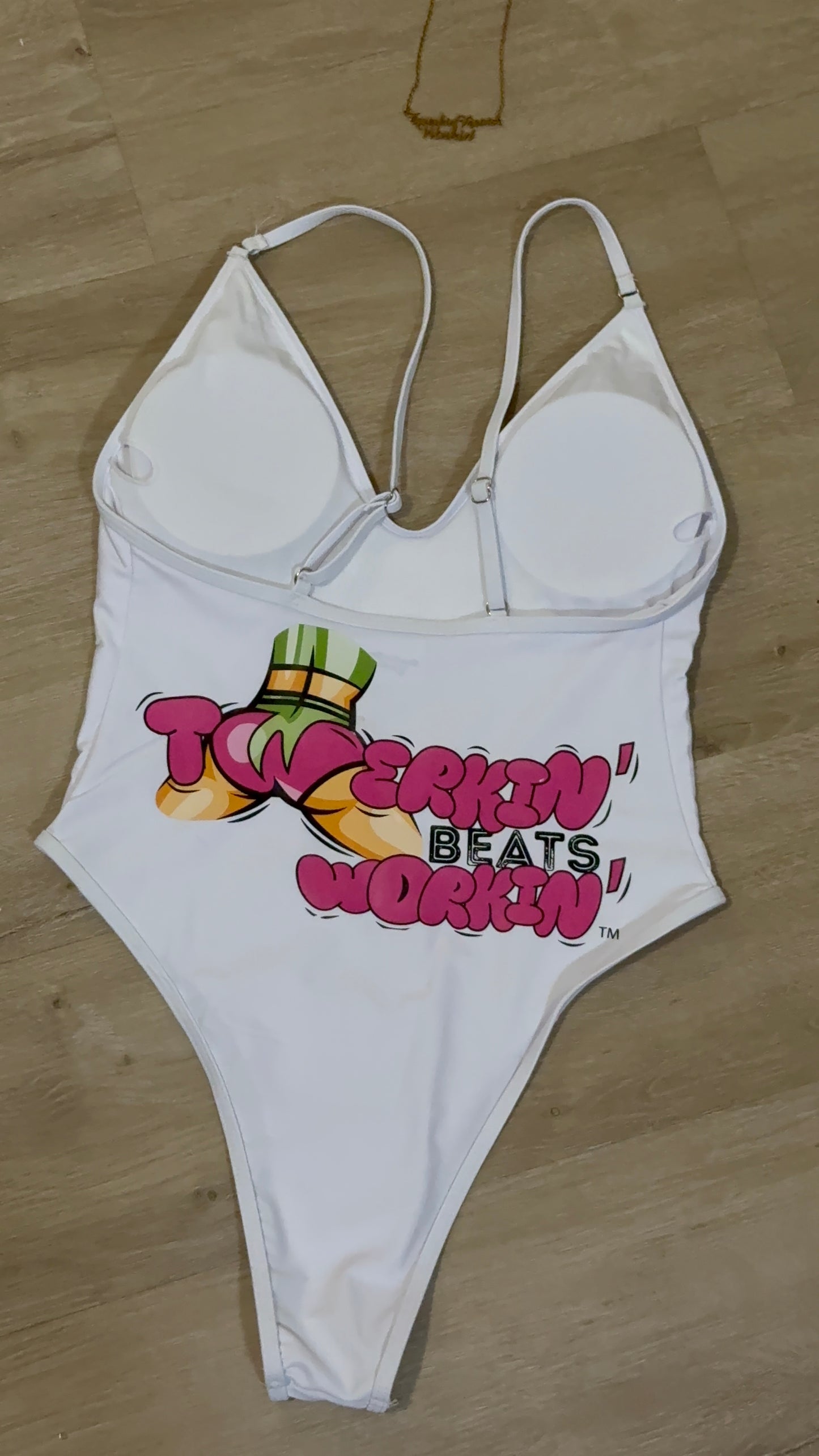 Pink and green TBW designed one piece