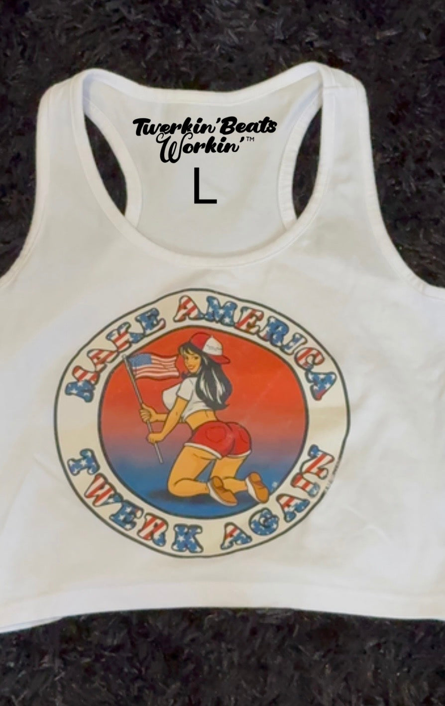 Make America twerk again twerkin’ beats workin’ design tank on front 🇺🇸