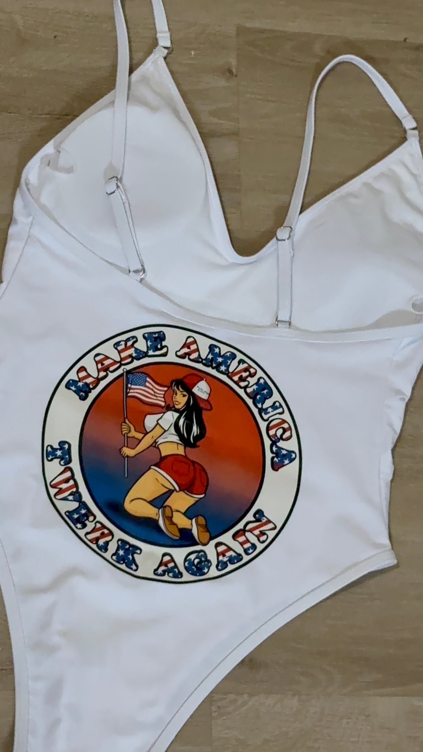 Make America Twerk Again design on Back onepiece