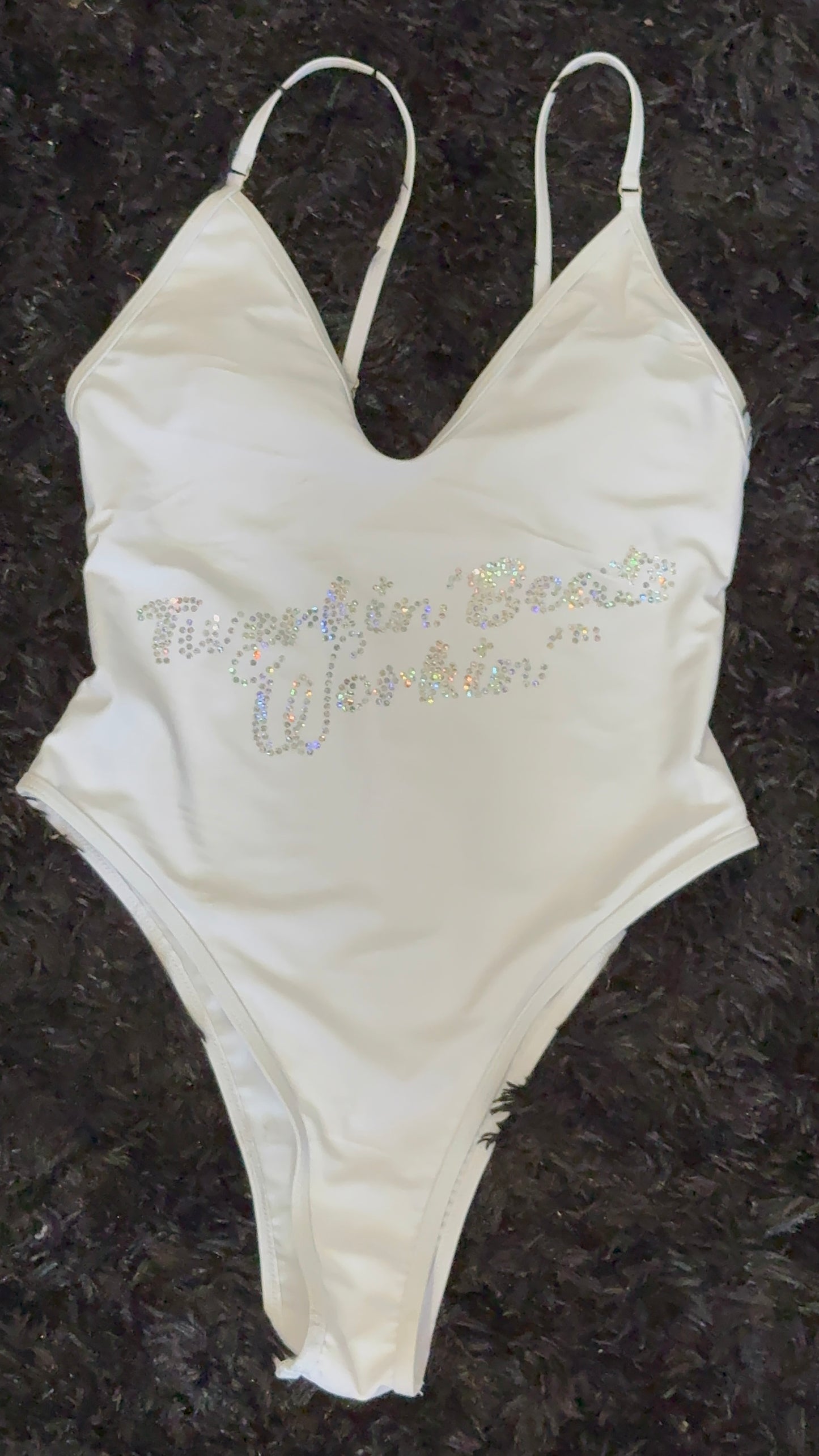 Pink and green Twerkin’ Beats Workin’Booty designed one piece