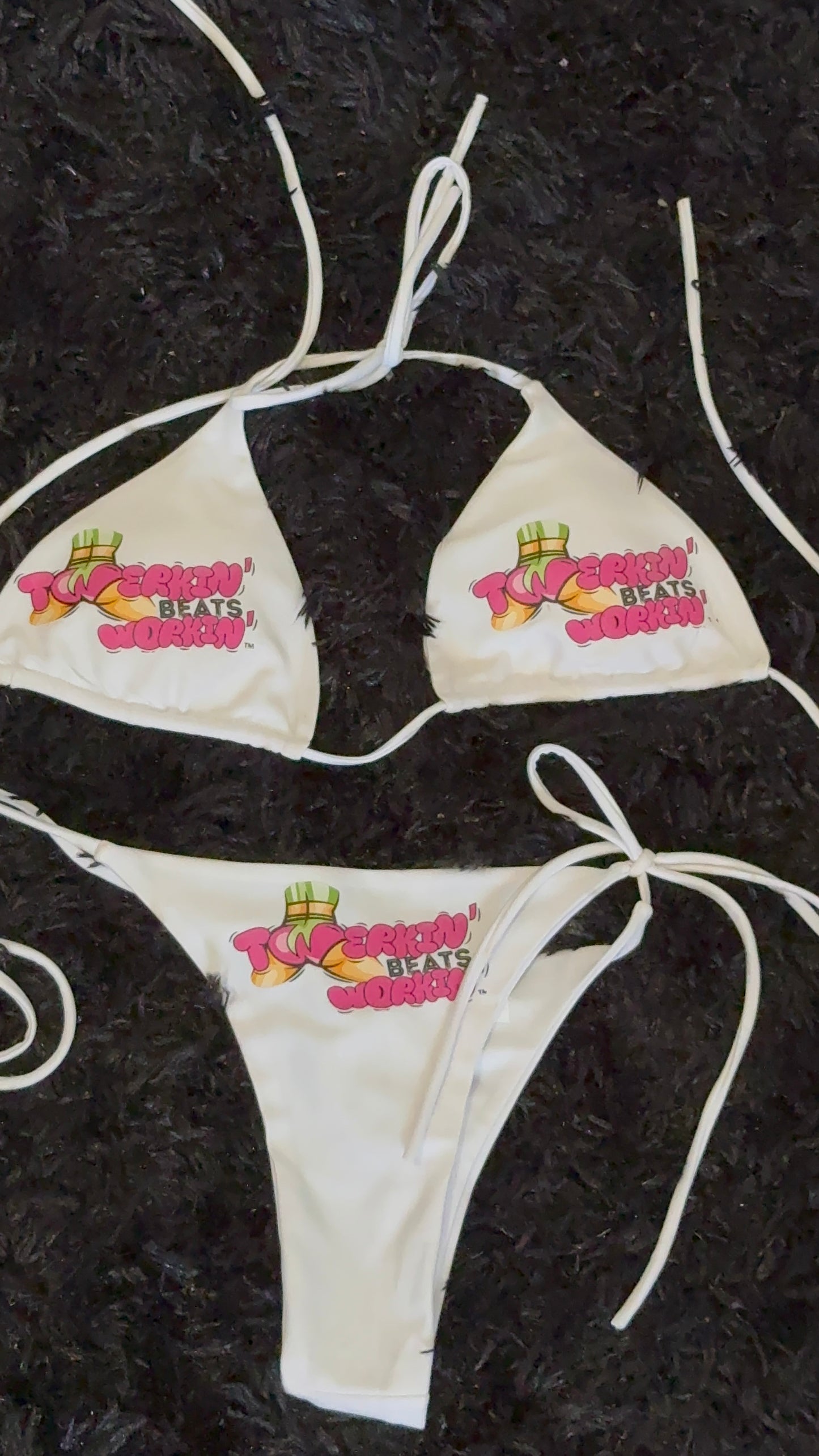 Pink and green TBW booty designed thong string bikini