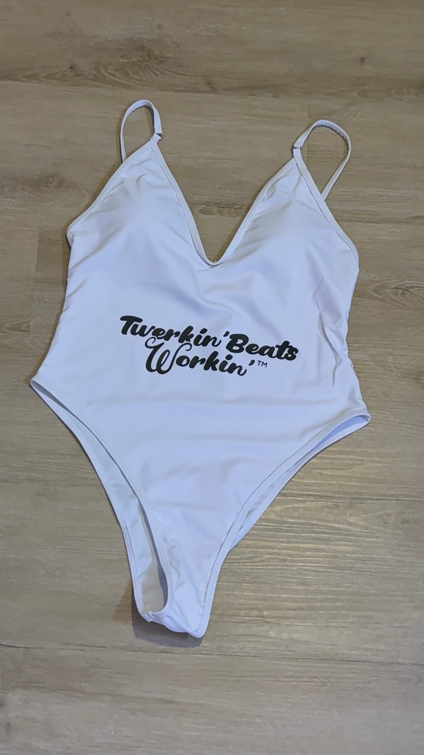 White Twerkin’ Beats Workin’ logo design one piece
