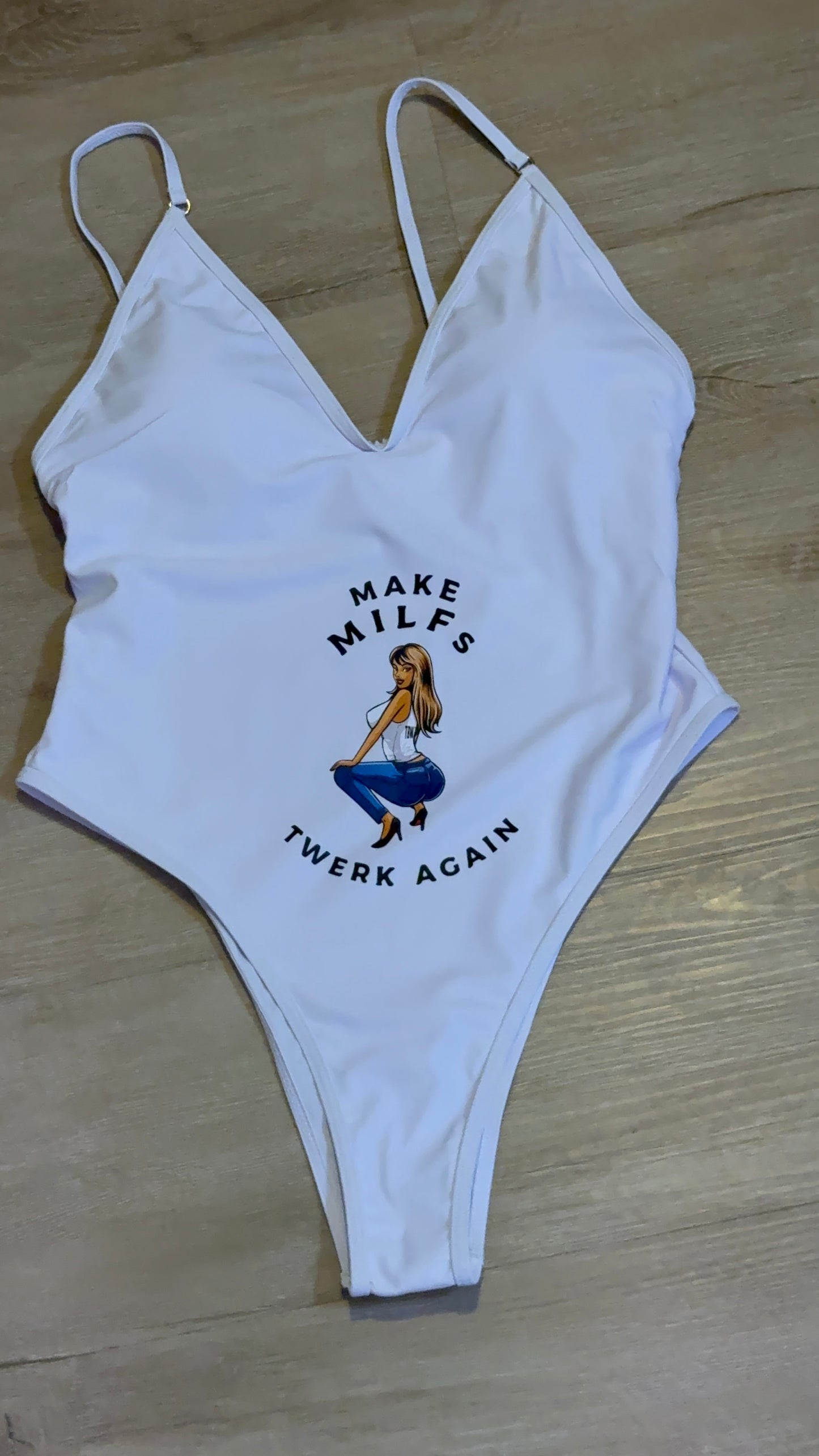 White Make Milfs Twerk Again design one piece