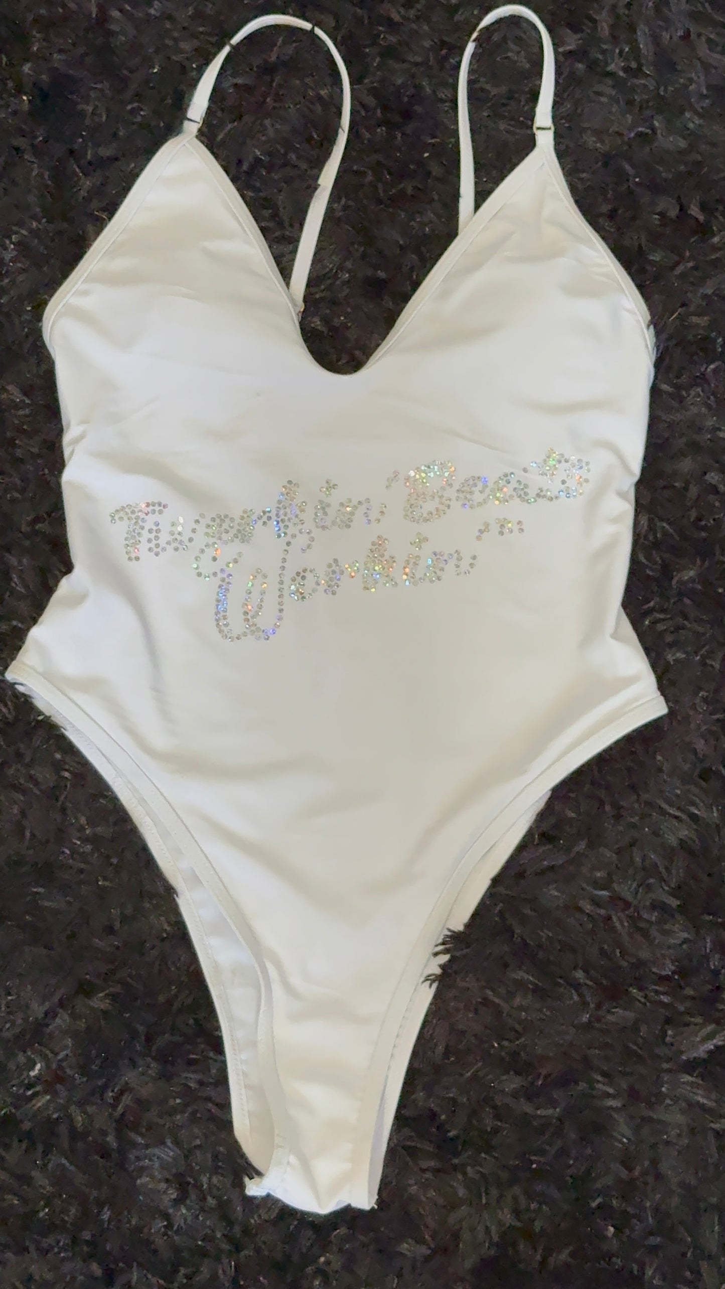 Pink and green Twerkin’ Beats Workin’Booty designed one piece