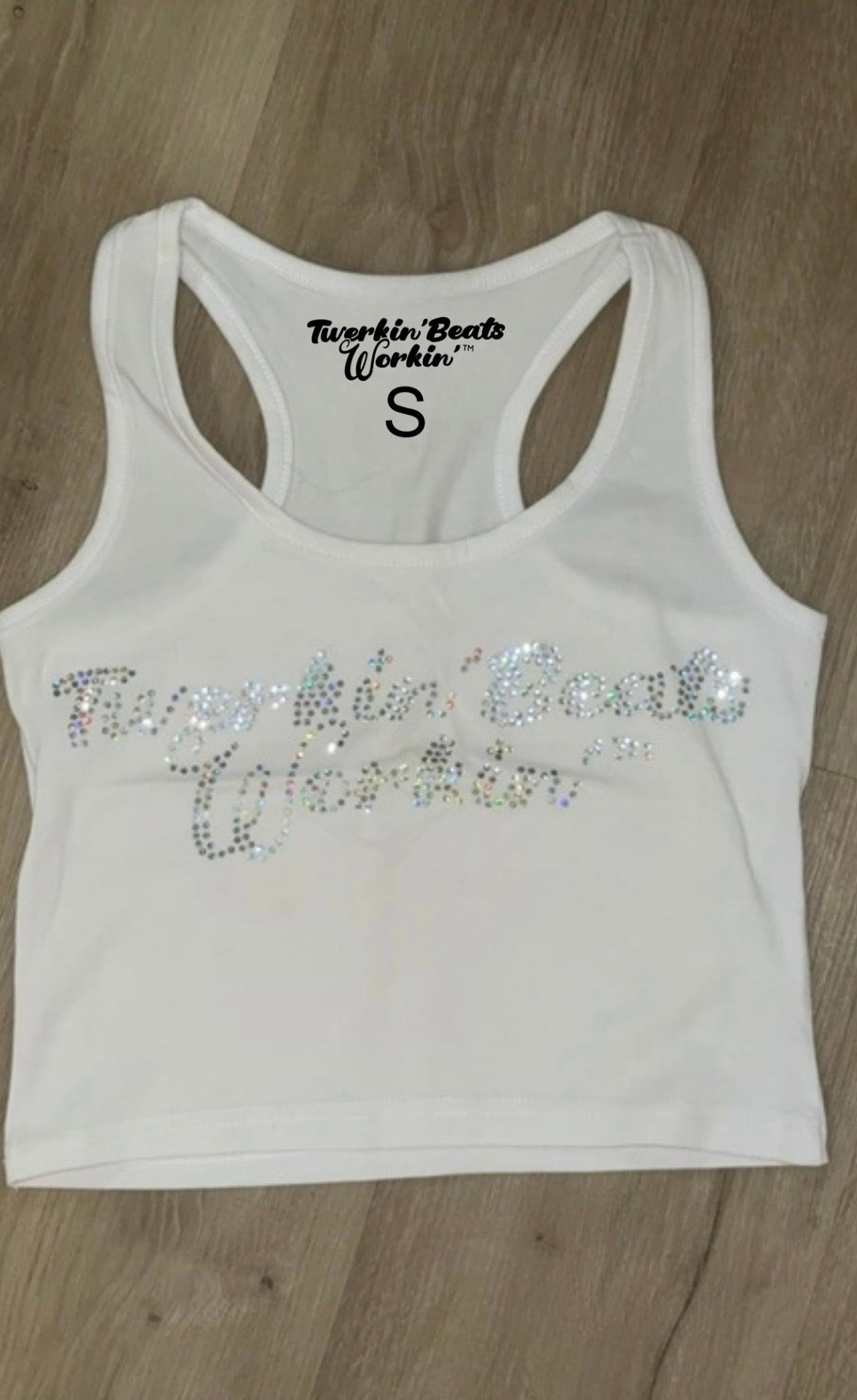 Glitter TBW on front of tank/ orange & green TBW on back of tank