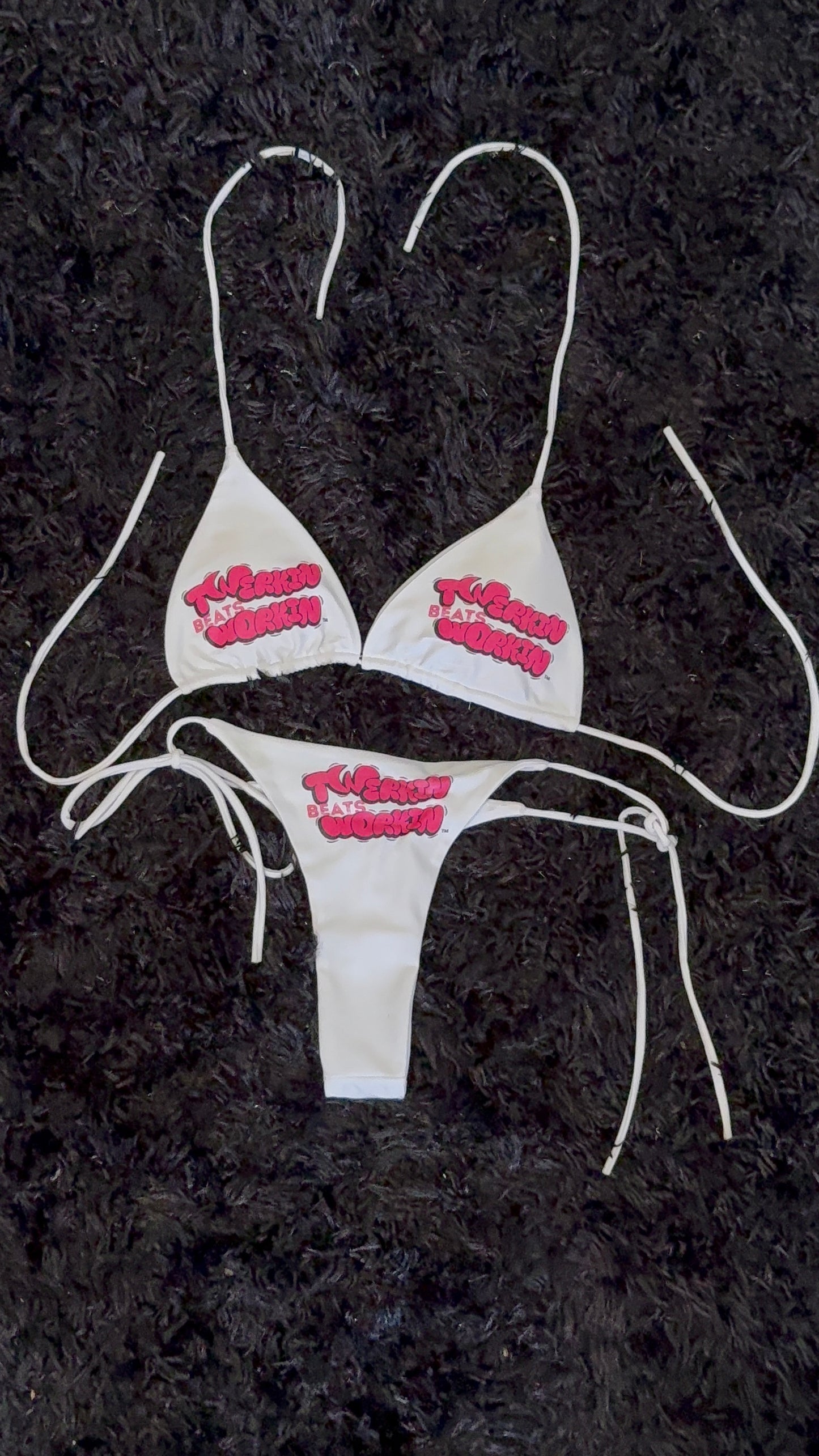 Hot pink & black TBW booty designed thong string Bikini