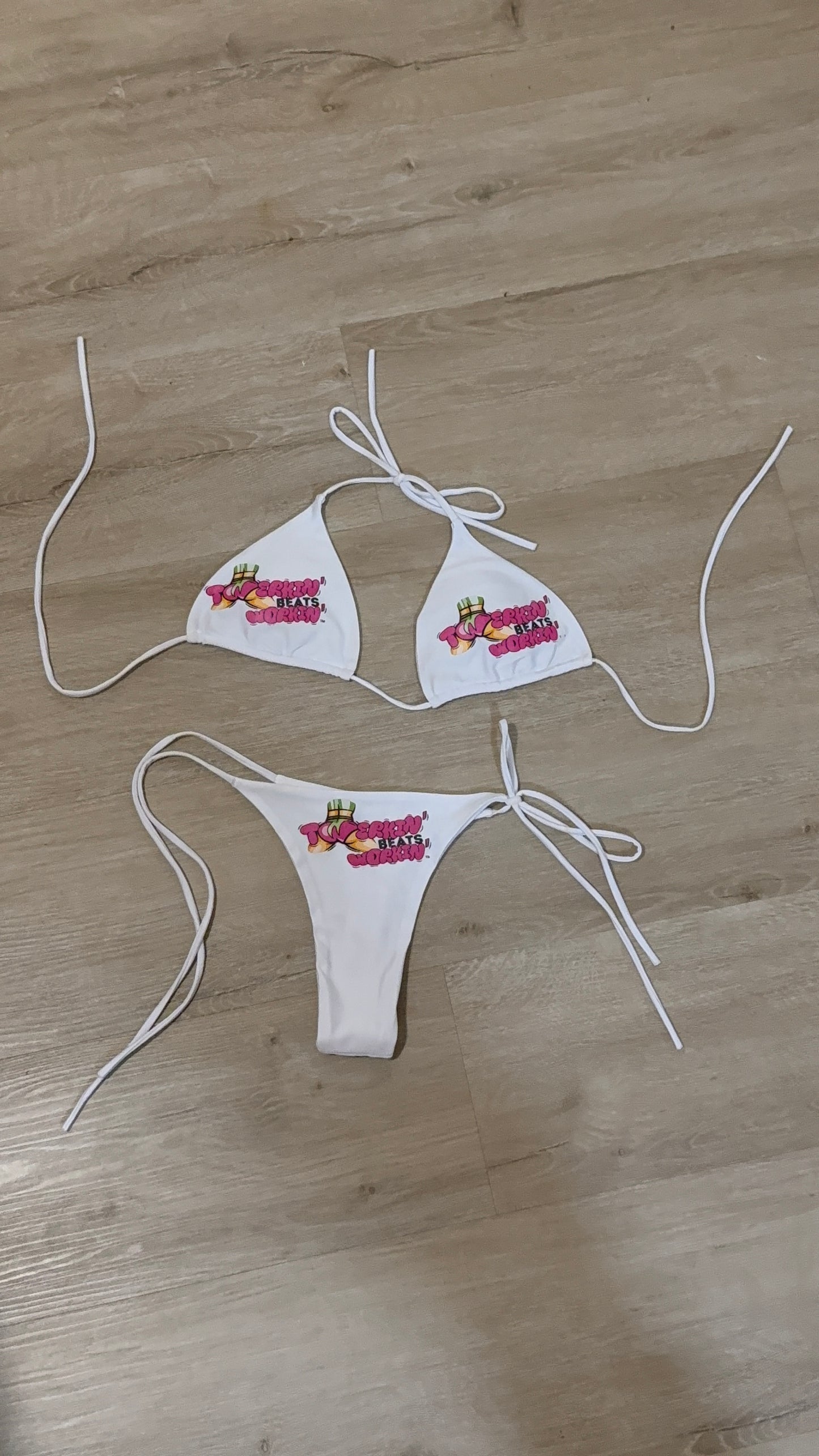 Pink and green TBW booty designed thong string bikini