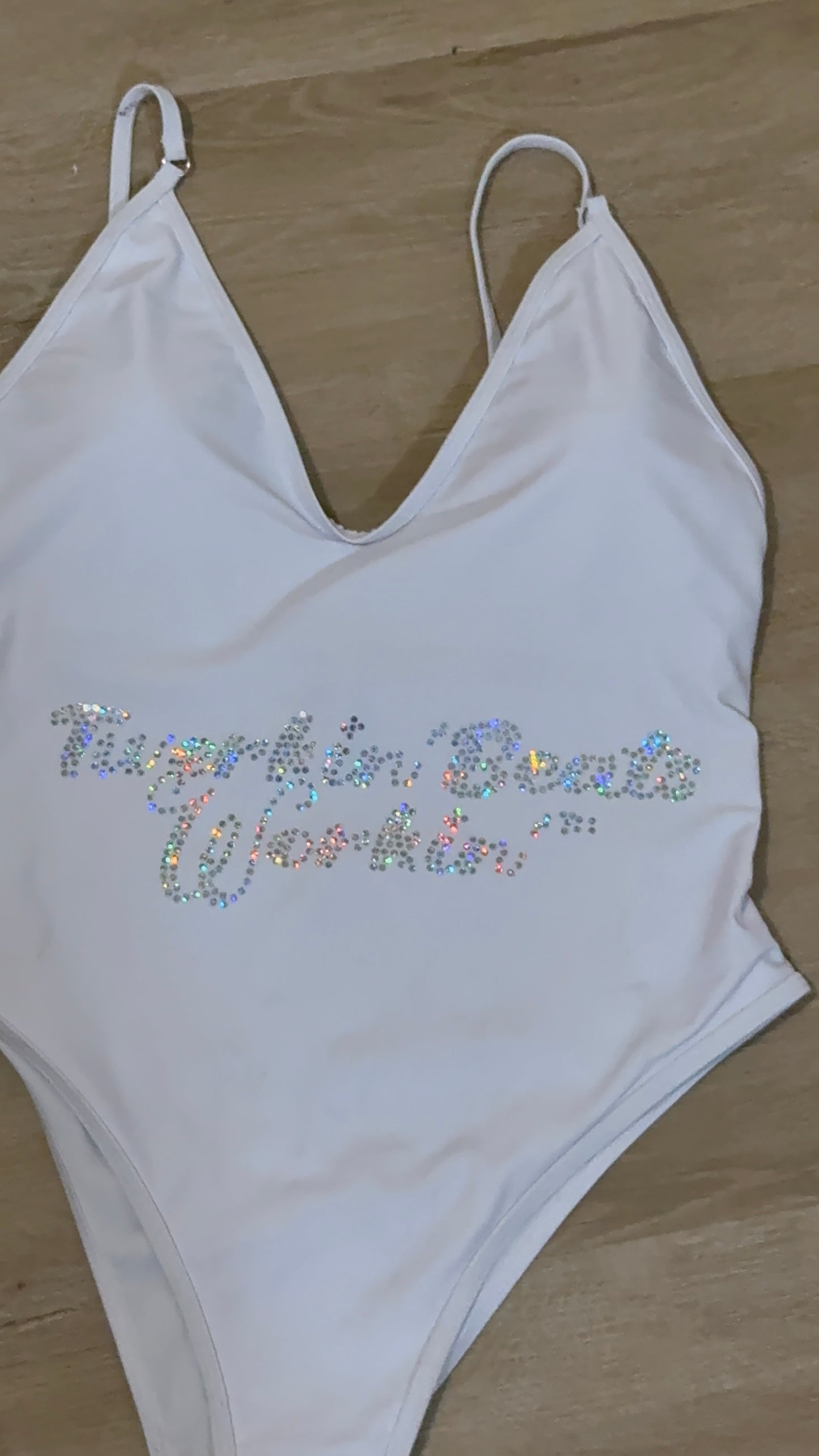 Pink and purple Twerkin’ Beats Workin’ booty designed one piece