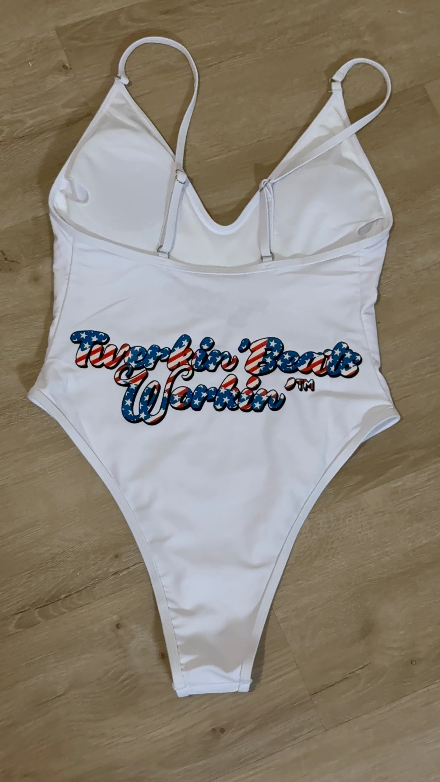 Make America Twerk Again on front of one piece