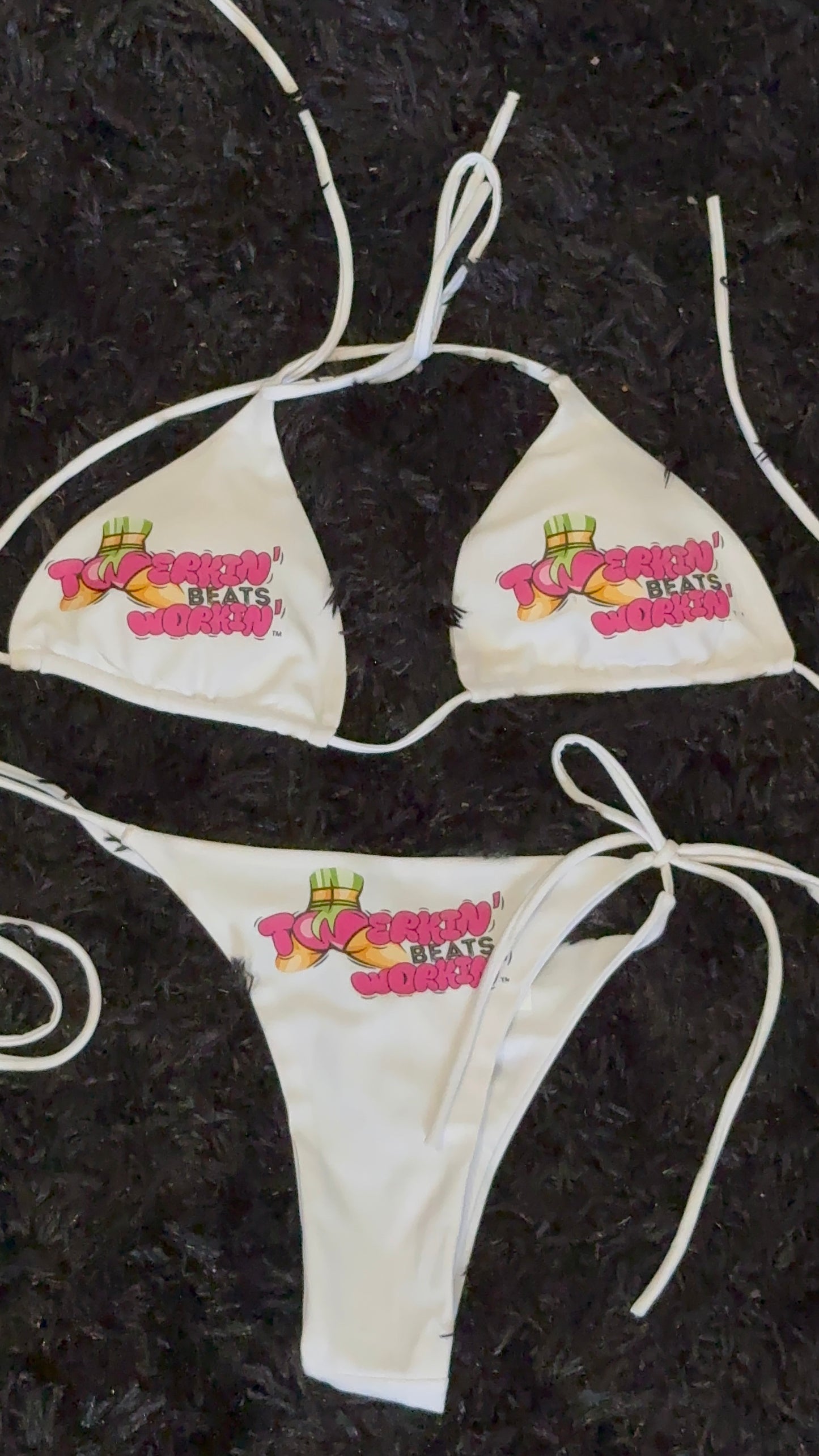 Pink and green TBW booty designed thong string bikini