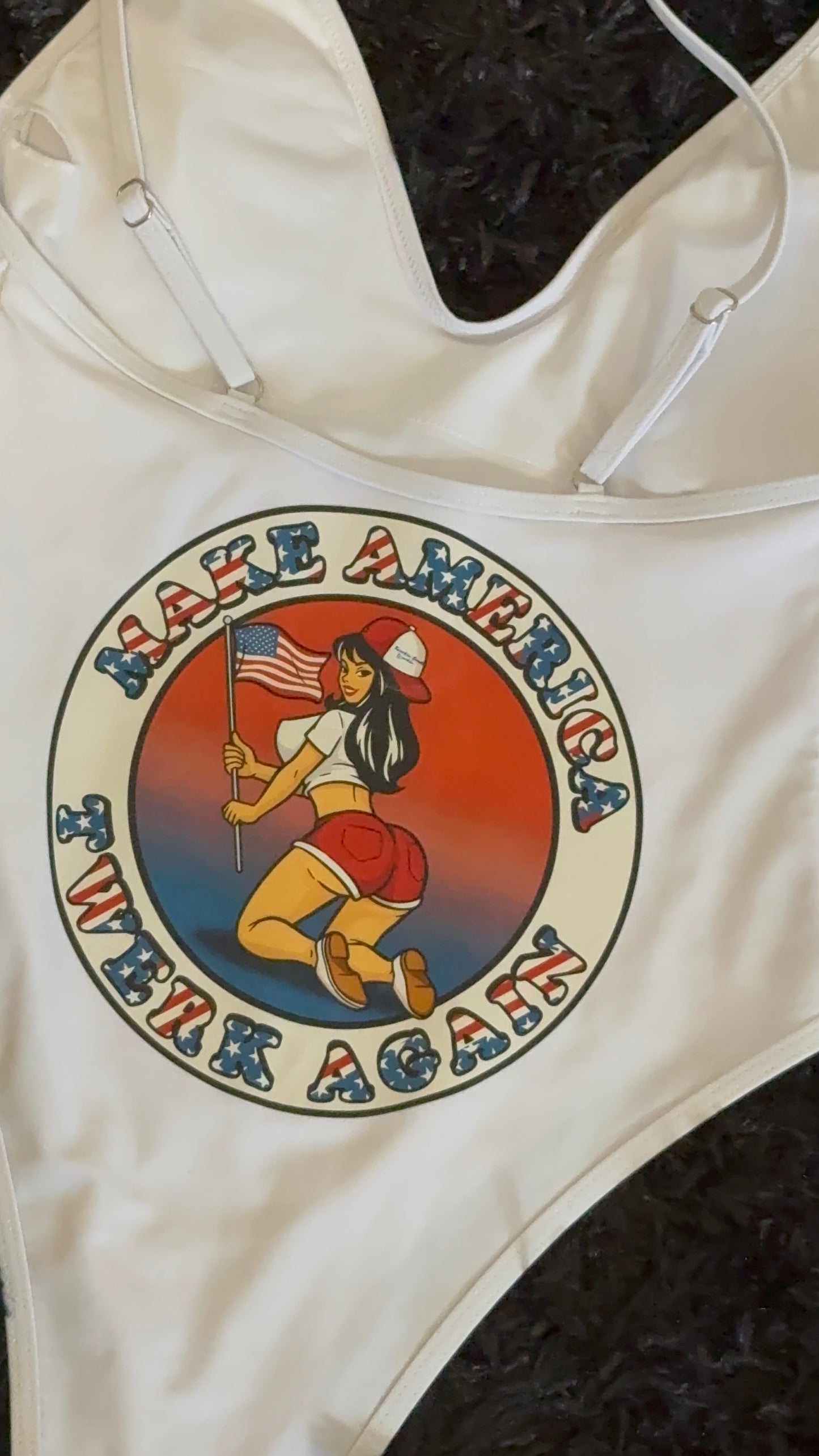 Make America Twerk Again design on Back onepiece