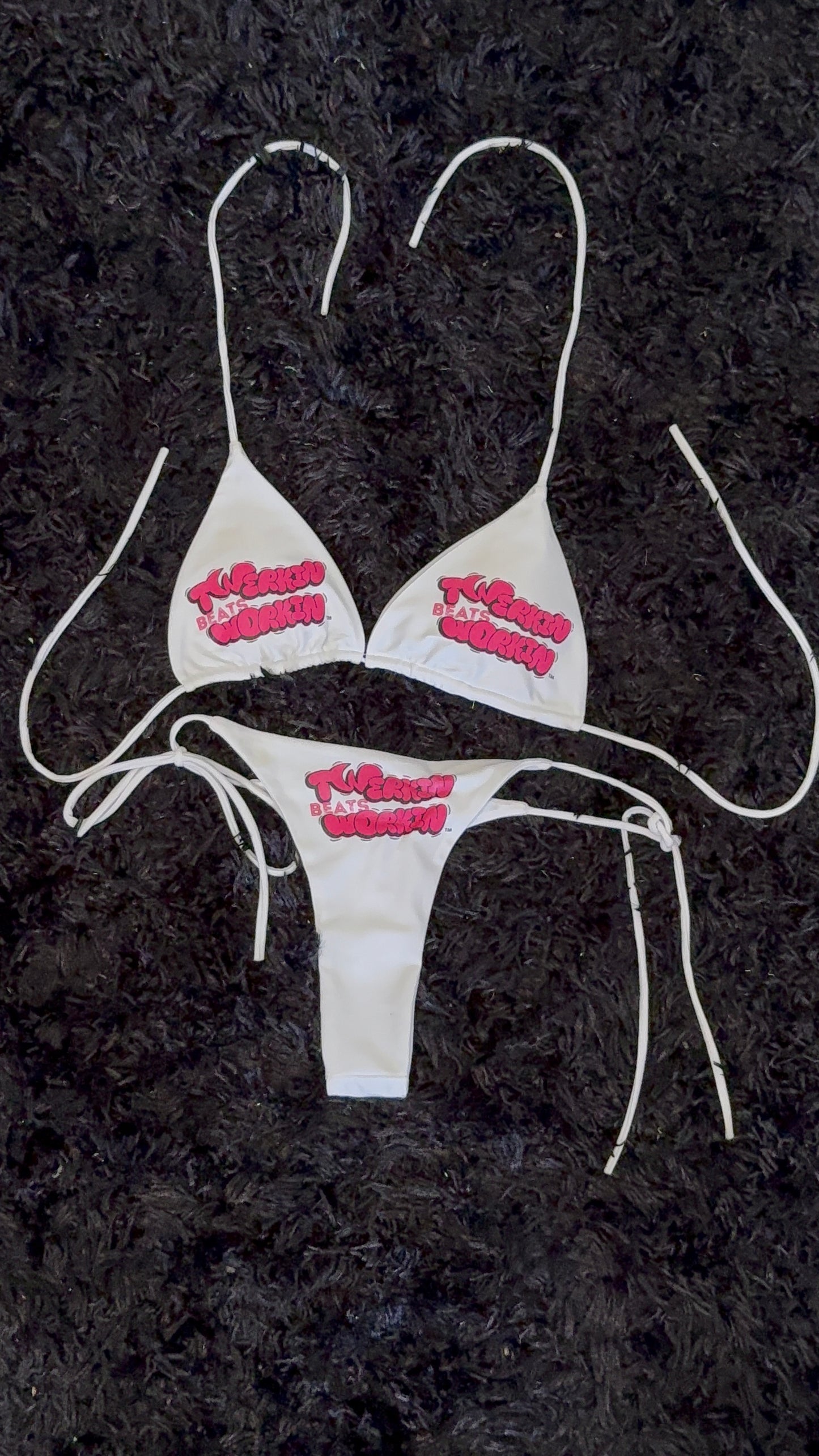 Hot pink & black TBW booty designed thong string Bikini