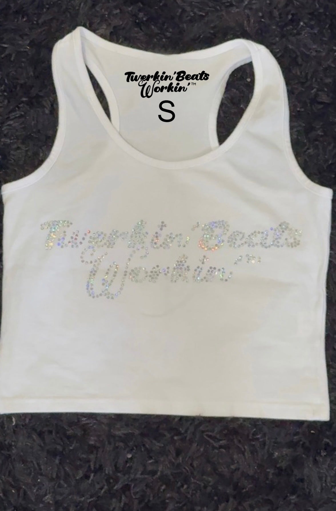 Glitter TBW on front of tank/ pink and purple TBW design on back of tank