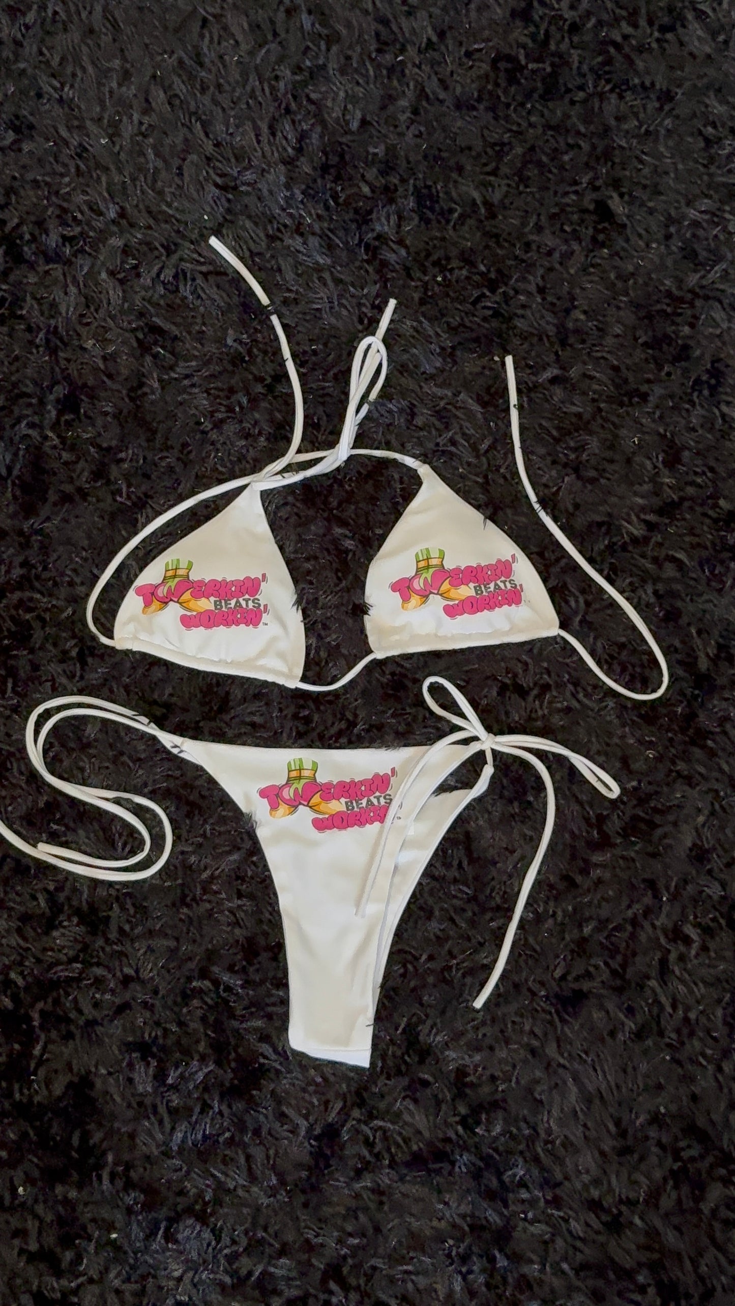 Pink and green TBW booty designed thong string bikini