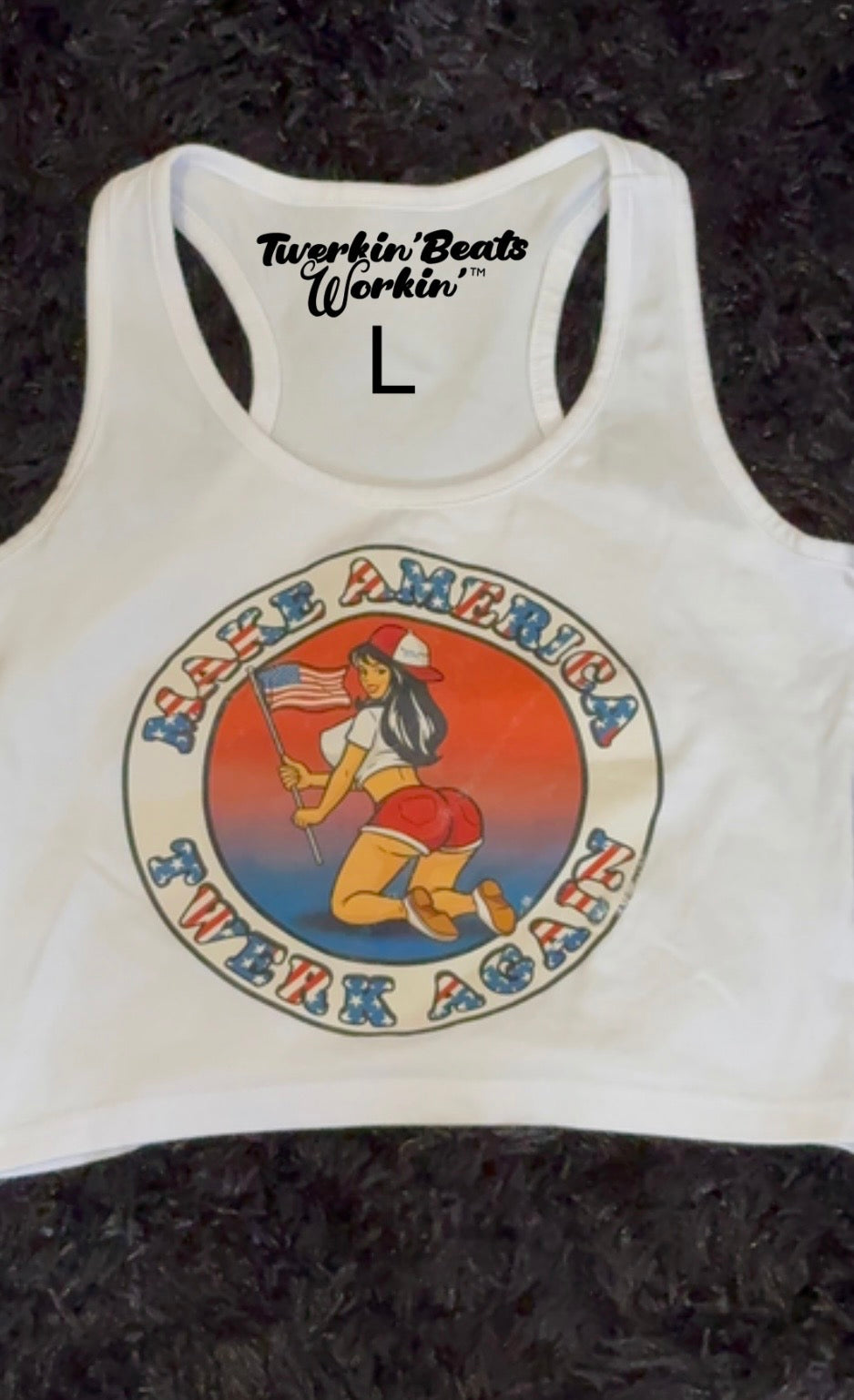 Make America twerk again twerkin’ beats workin’ design tank on front 🇺🇸