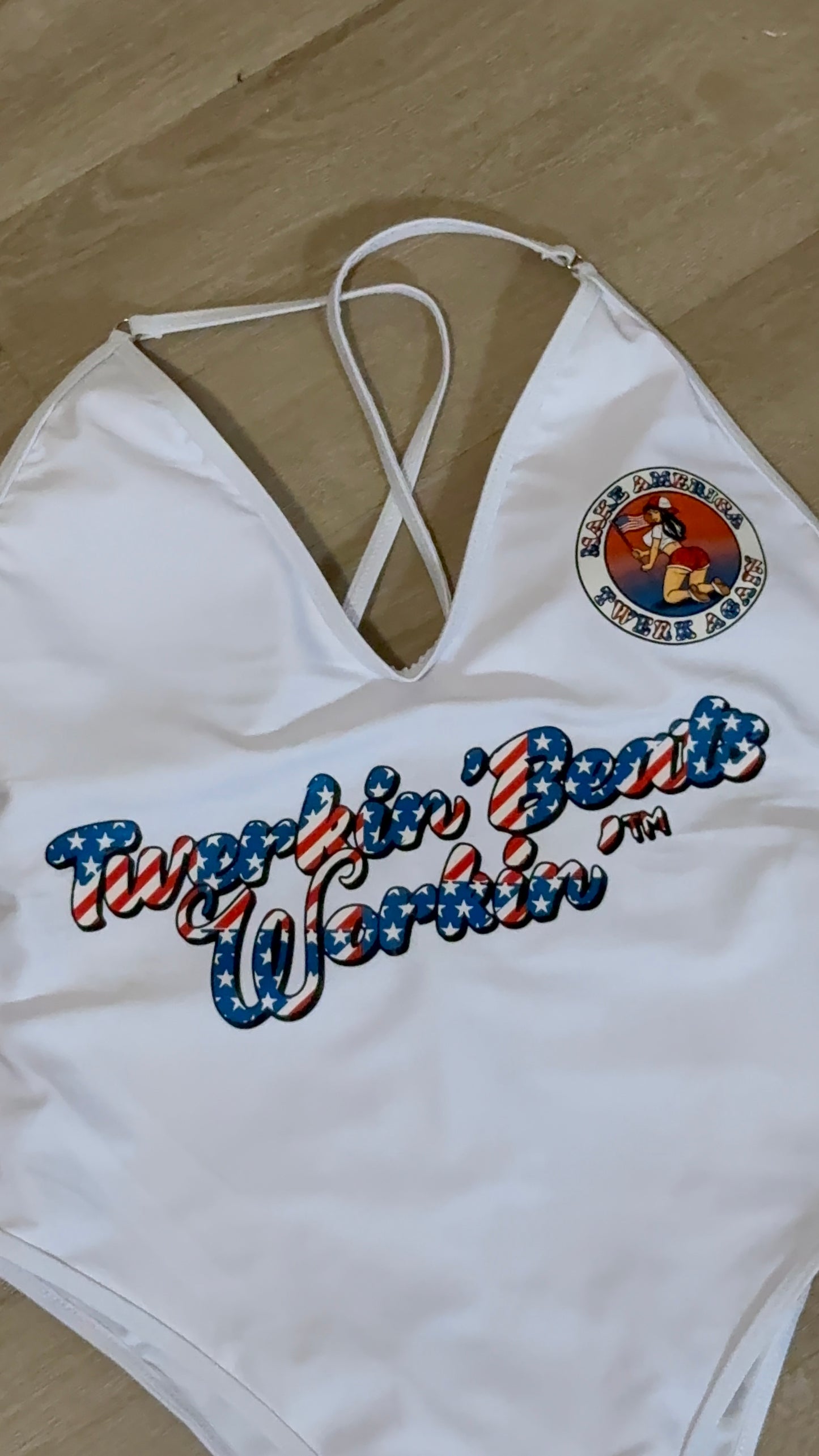 Make America Twerk Again front left boob design one piece