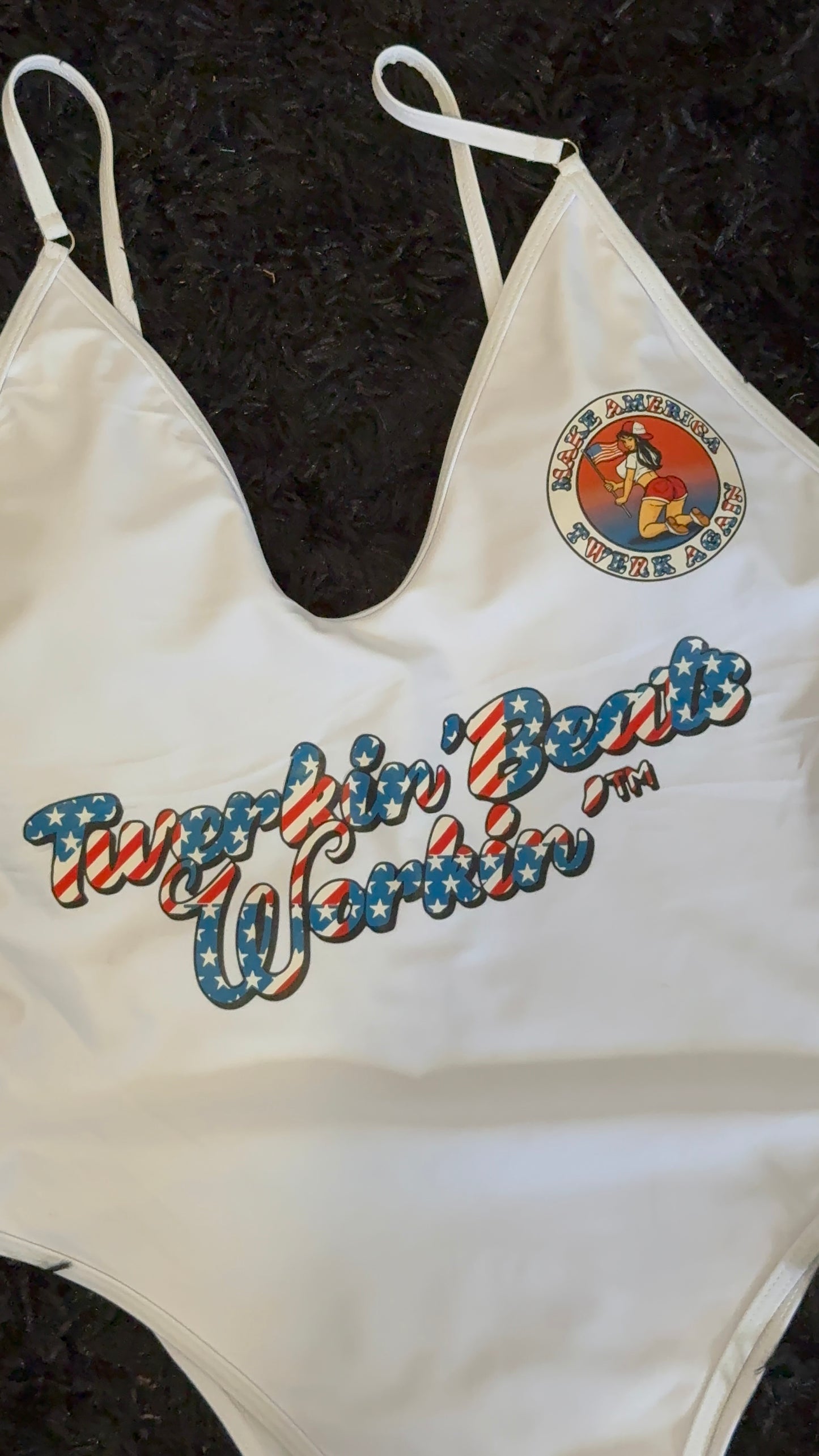 Make America Twerk Again front left boob design one piece