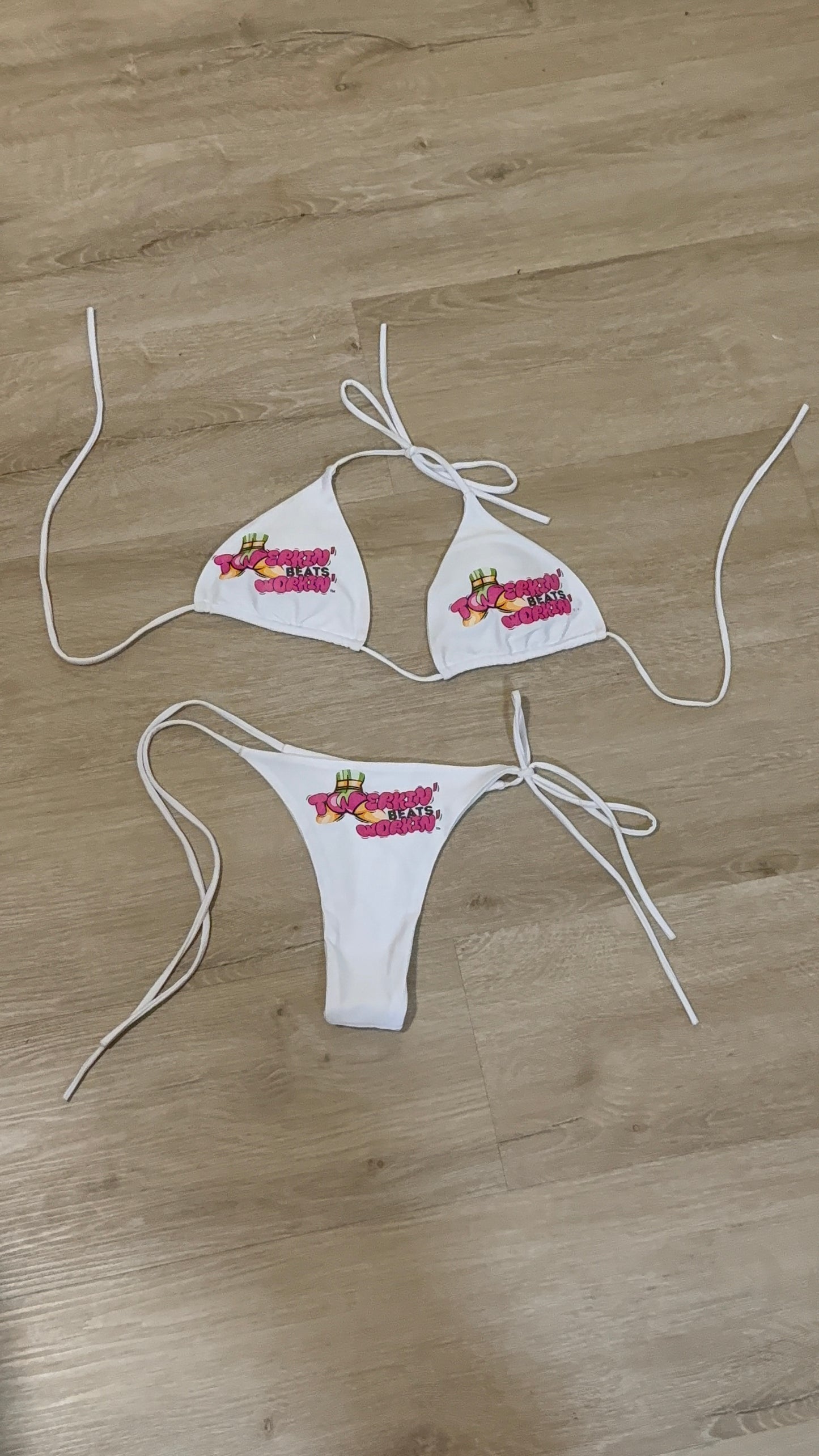 Pink and green TBW booty designed thong string bikini