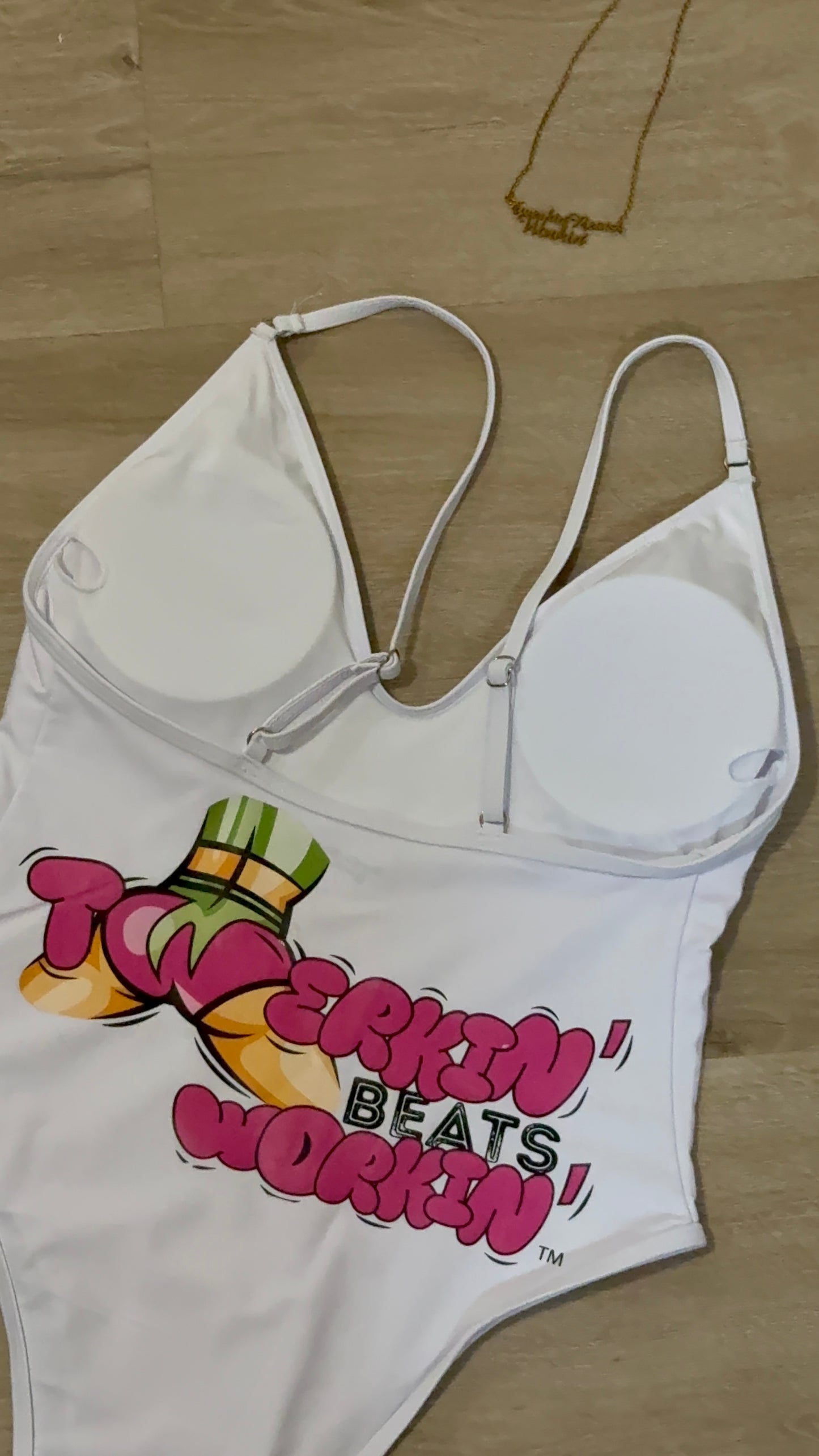 Pink and green TBW designed one piece