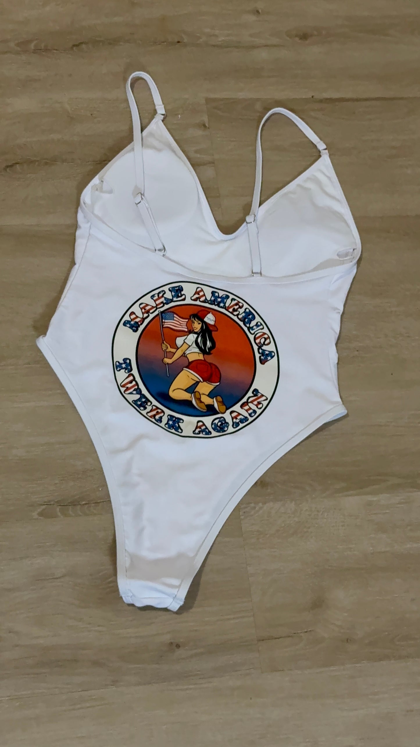 Make America Twerk Again design on Back onepiece