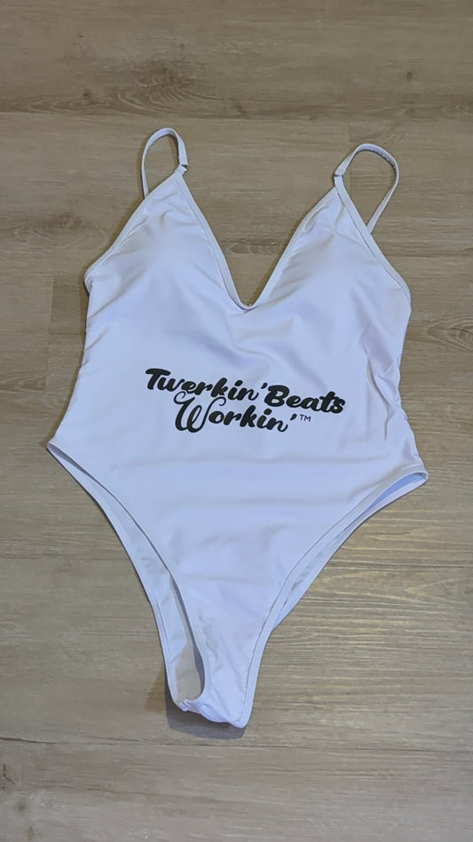White Twerkin’ Beats Workin’ logo design one piece