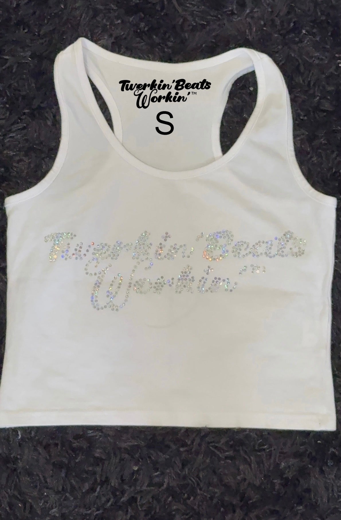 Glitter TBW on front of tank/ pink and purple TBW design on back of tank