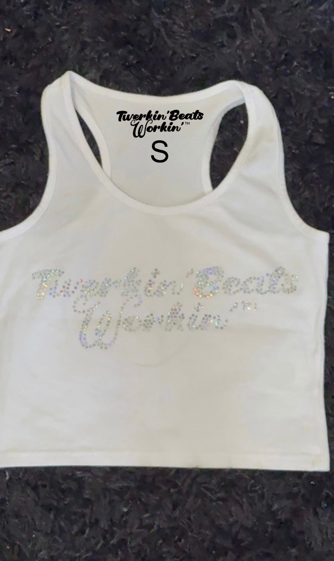 Glitter TBW on front of tank/ pink and purple TBW design on back of tank