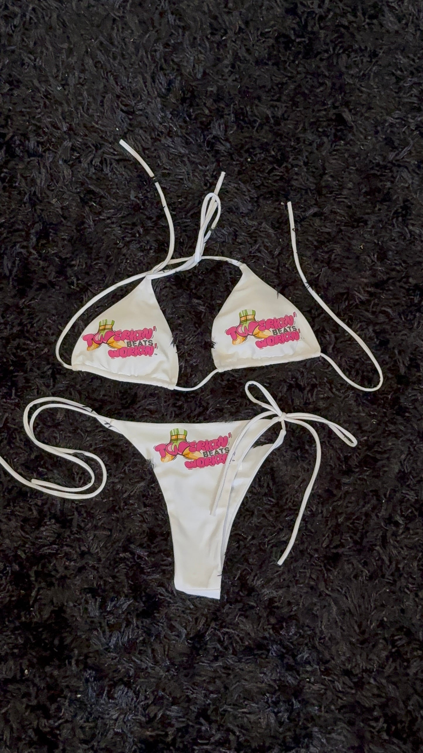 Pink and green TBW booty designed thong string bikini