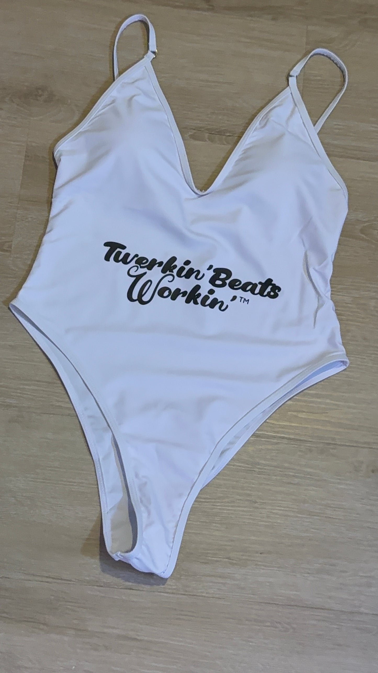 White Twerkin’ Beats Workin’ logo design one piece
