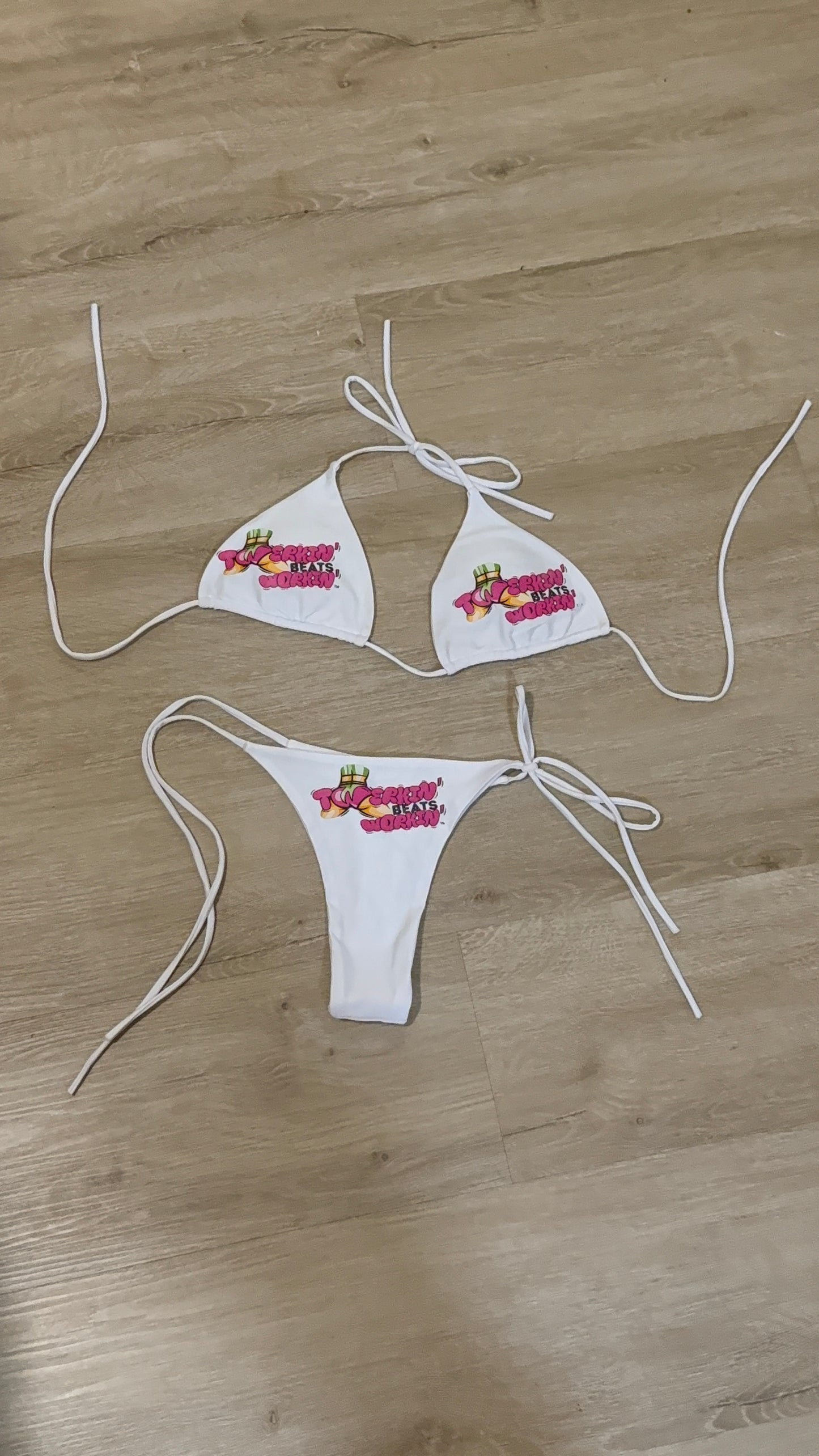 Pink and green TBW booty designed thong string bikini