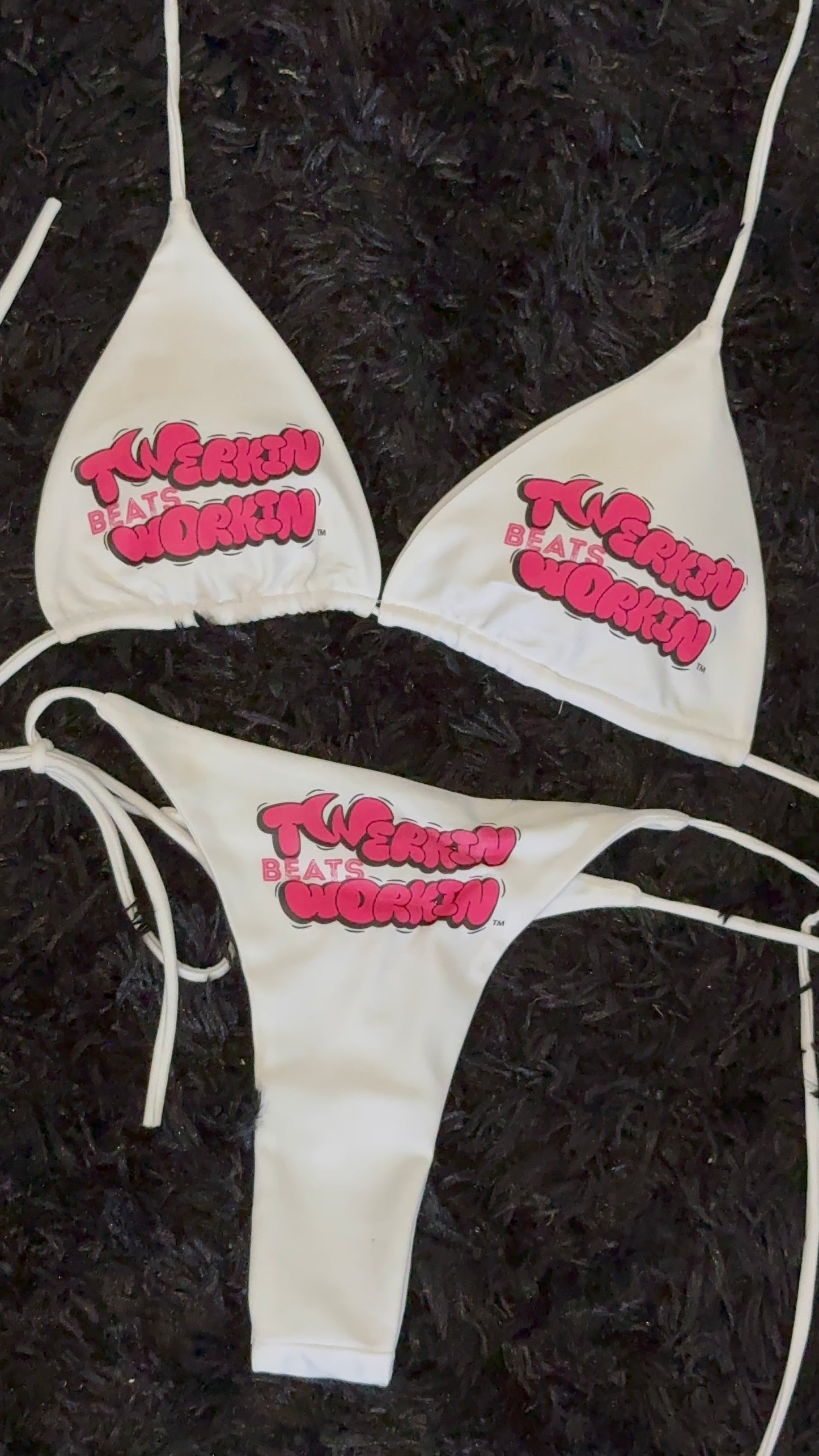 Hot pink & black TBW booty designed thong string Bikini