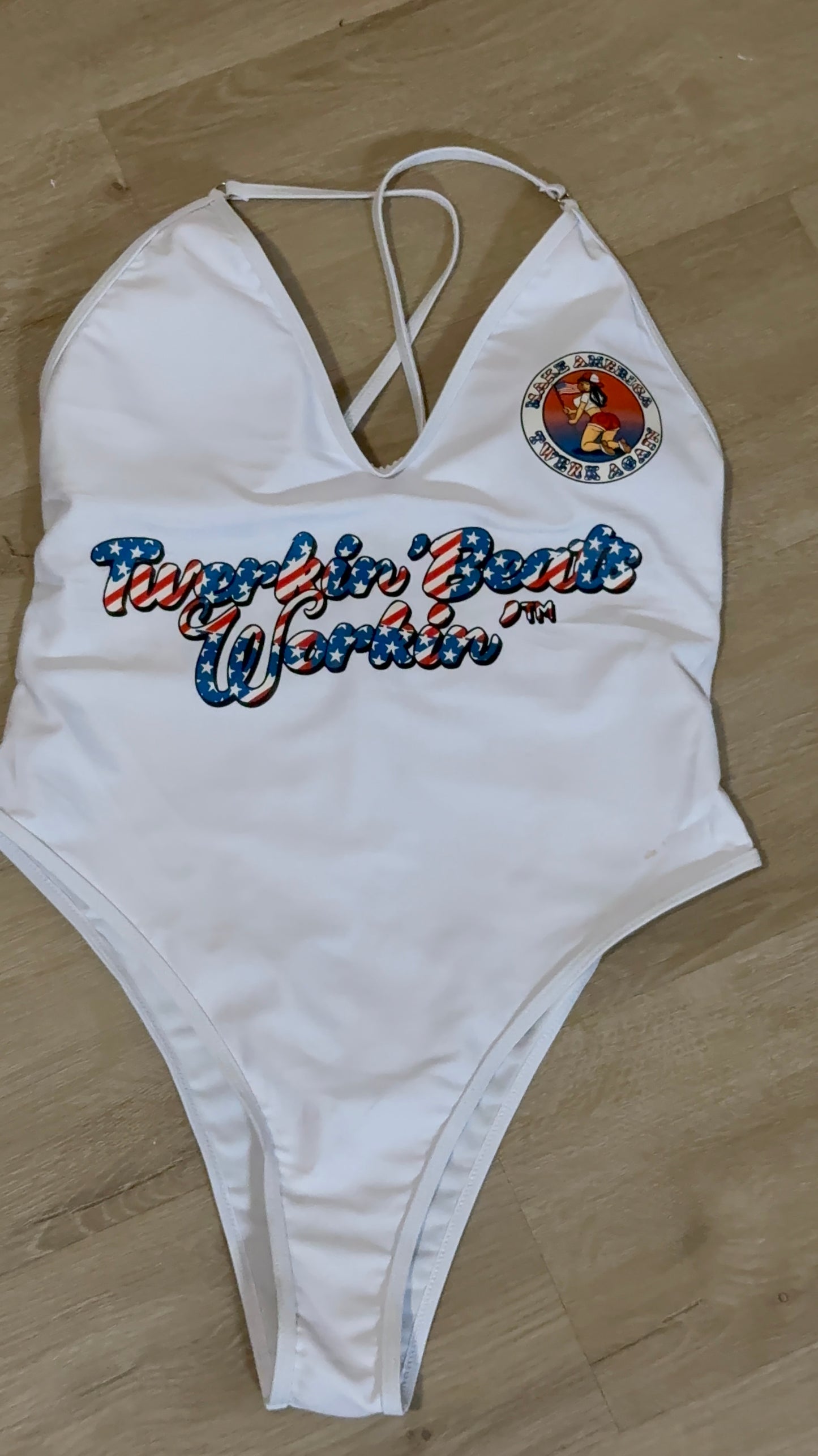 Make America Twerk Again front left boob design one piece