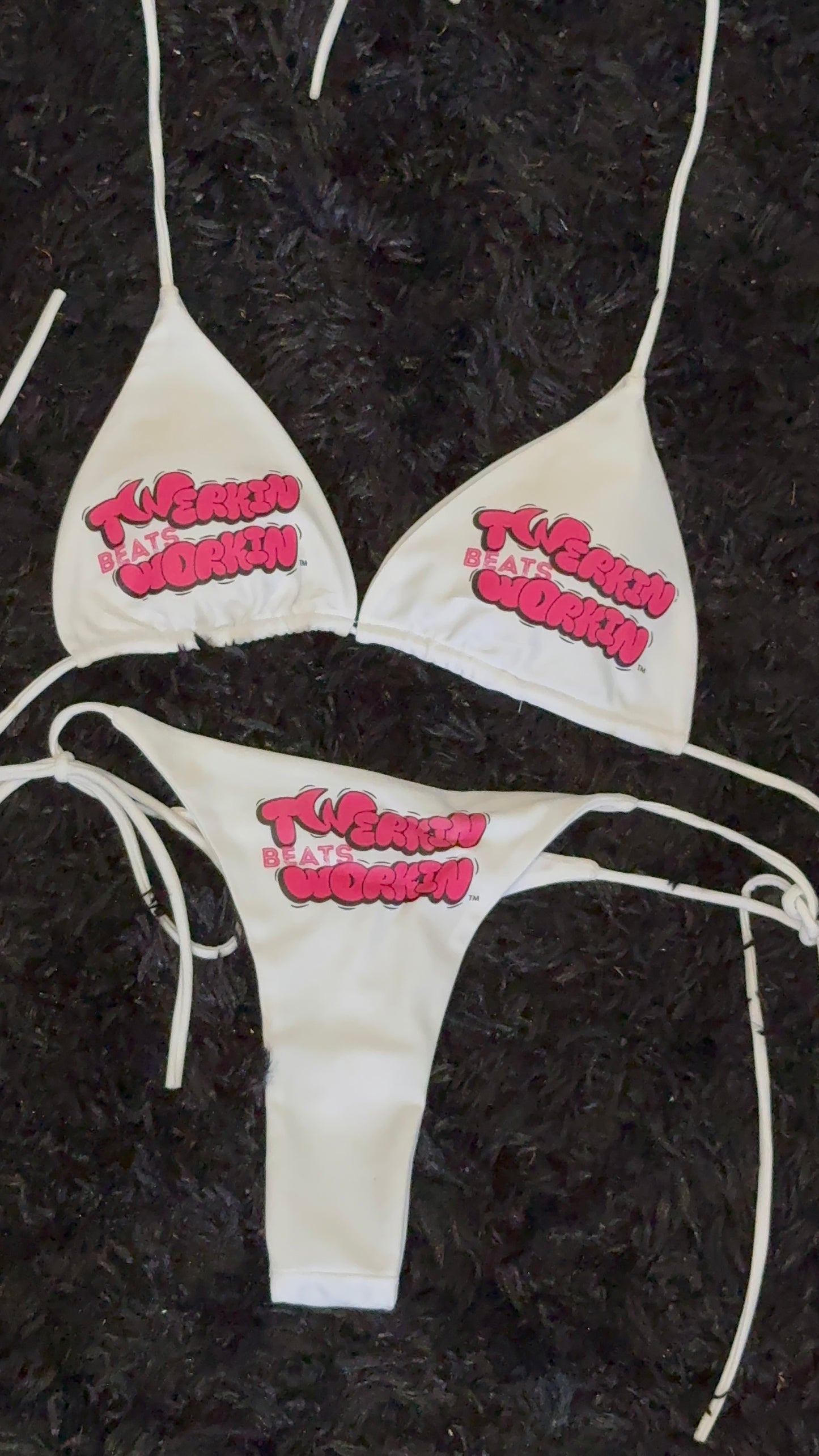 Hot pink & black TBW booty designed thong string Bikini