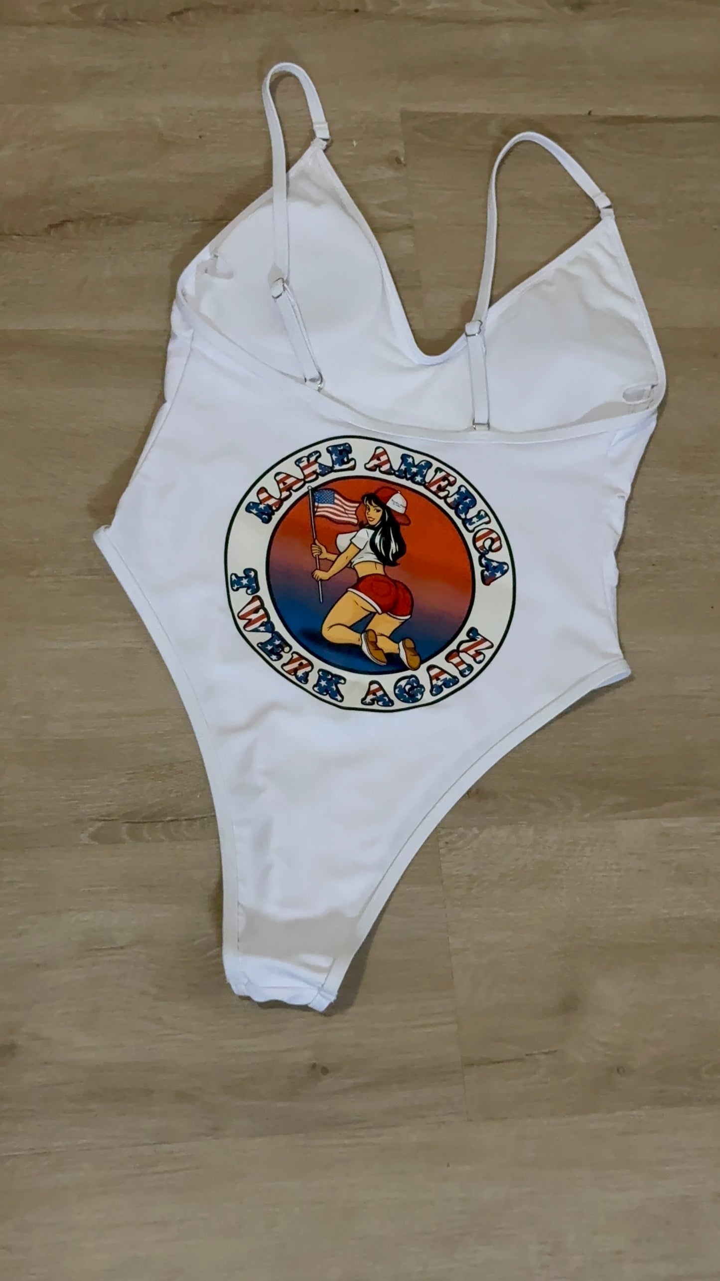 Make America Twerk Again design on Back onepiece